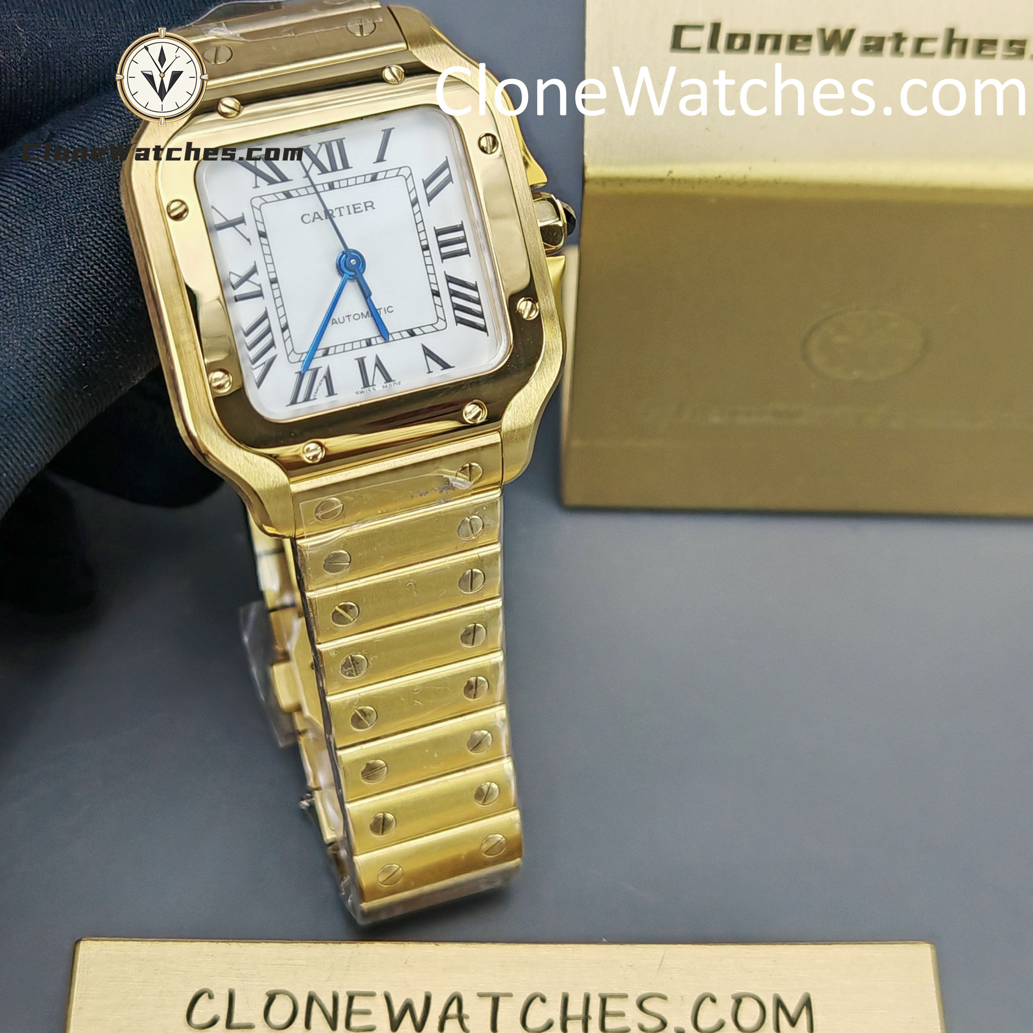 Cartier Super Clone Watches 1:1 Santos White Dial 35.1MM WGSA0030