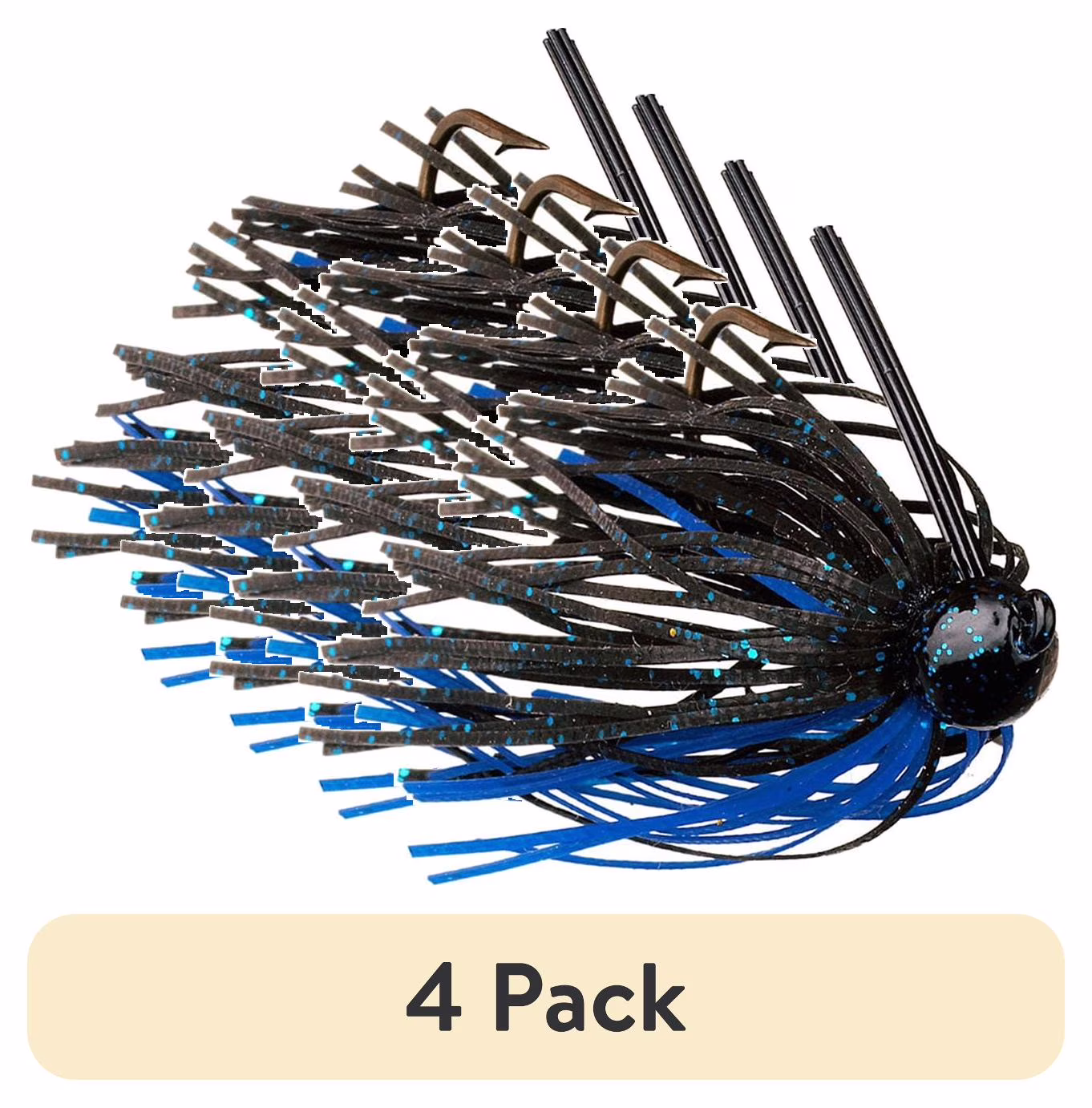 (4 pack) Strike King Bitsy Bug Mini Jig 1/8oz Black Blue Bass Jig