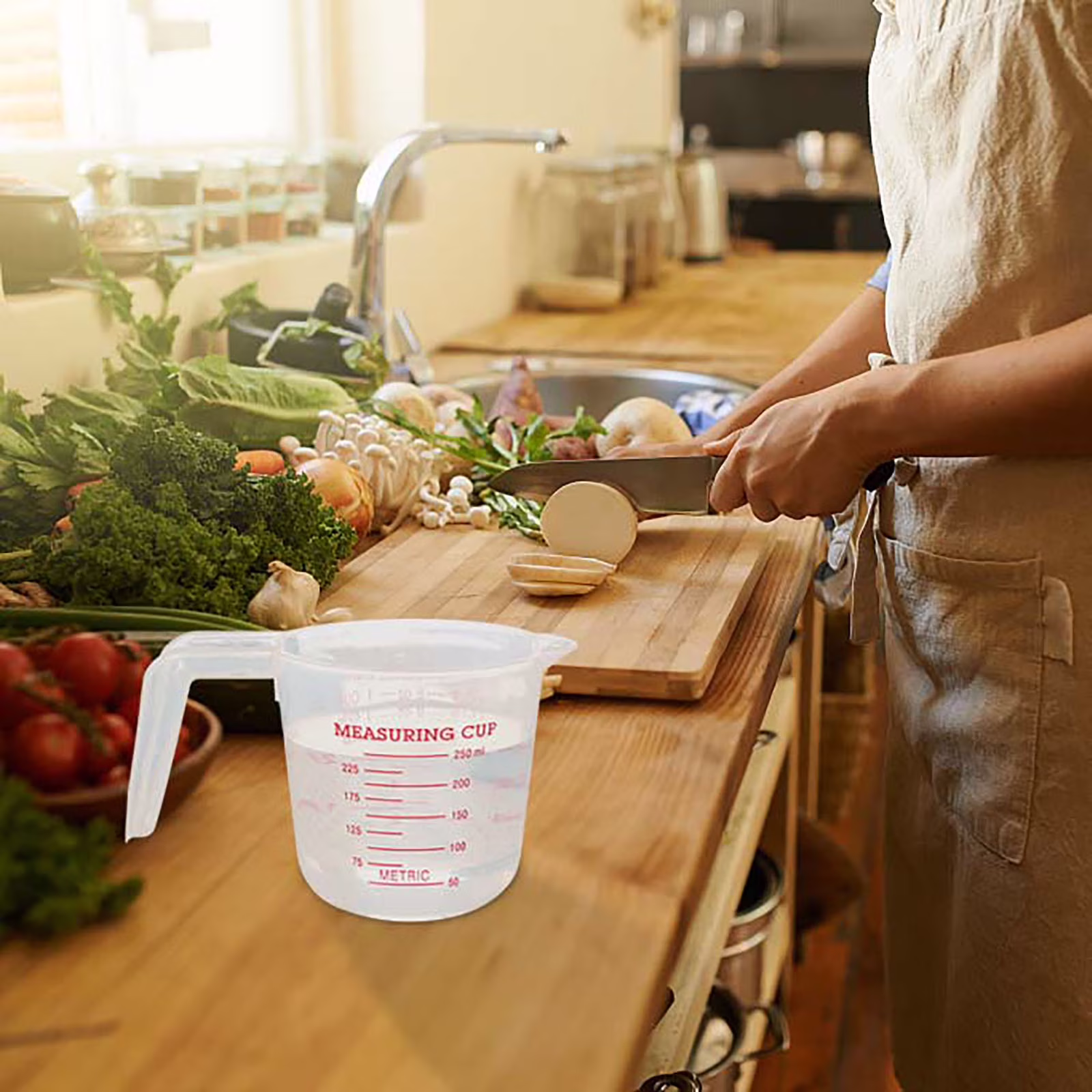1 Pc Measuring Cup, 250Ml (1-Cup) Plastic Liquid Measuring Cups, Clear Plastic Measuring Cup with Handle - Baking, Cooking, Mixing & Measuring Cups, Essential Kitchen Tools, White