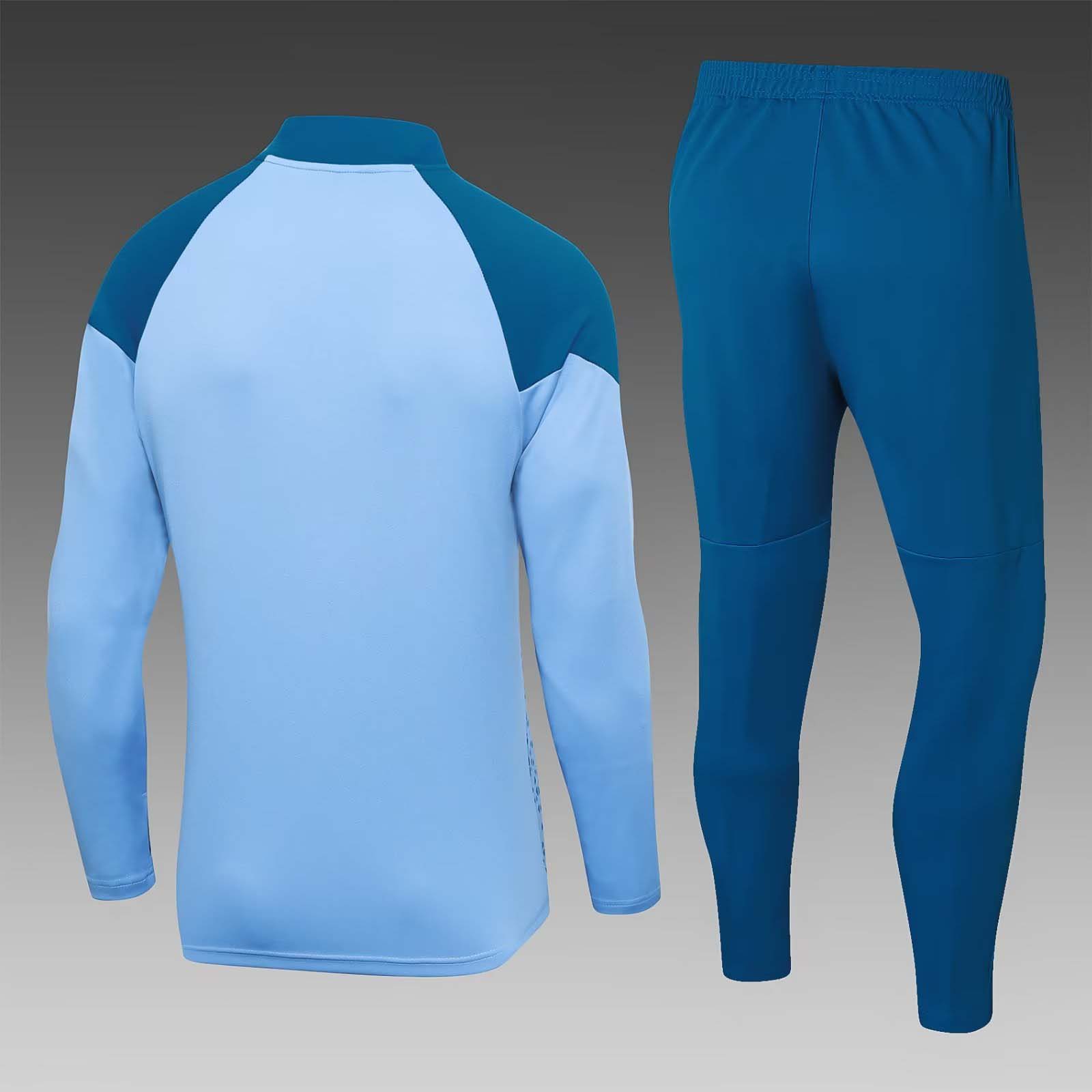 2023/2024 Manchester City Half-Pull Training Suit blue Football Shirt 1:1 Thai Quality Set