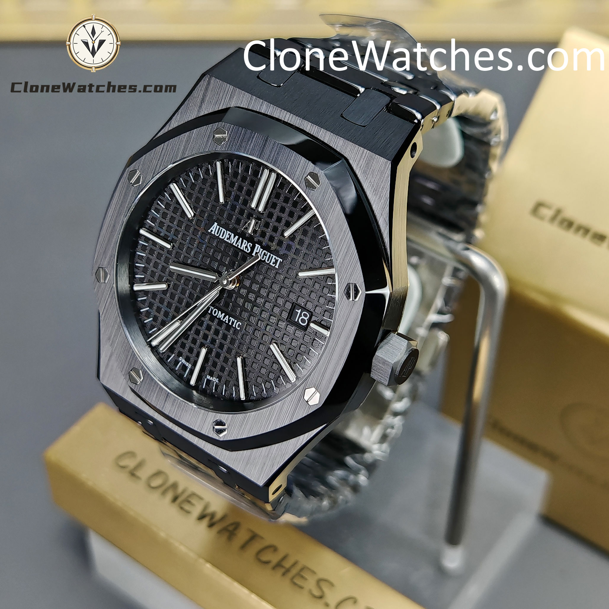 Audemars Piguet Super Clone Watches 1:1 Royal Oak 15400 Black Ceramic Black Dial