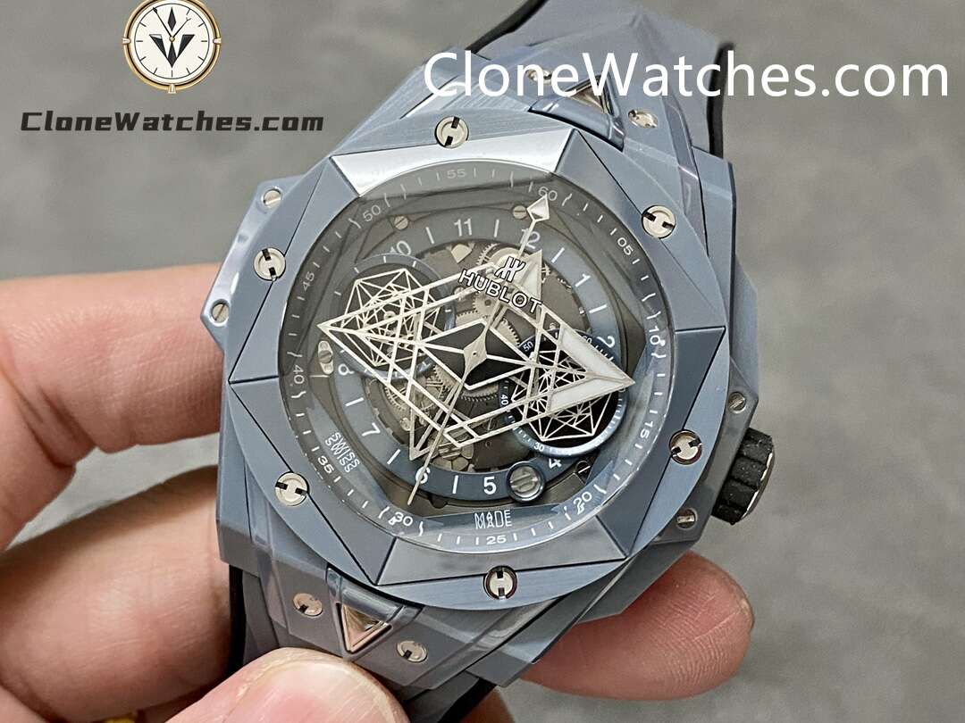 Hublot Super Clone Watches 1:1 Big Bang Unico Sang Bleu II Grey Ceramic 45MM 418.FX.8007.RX.MXM21