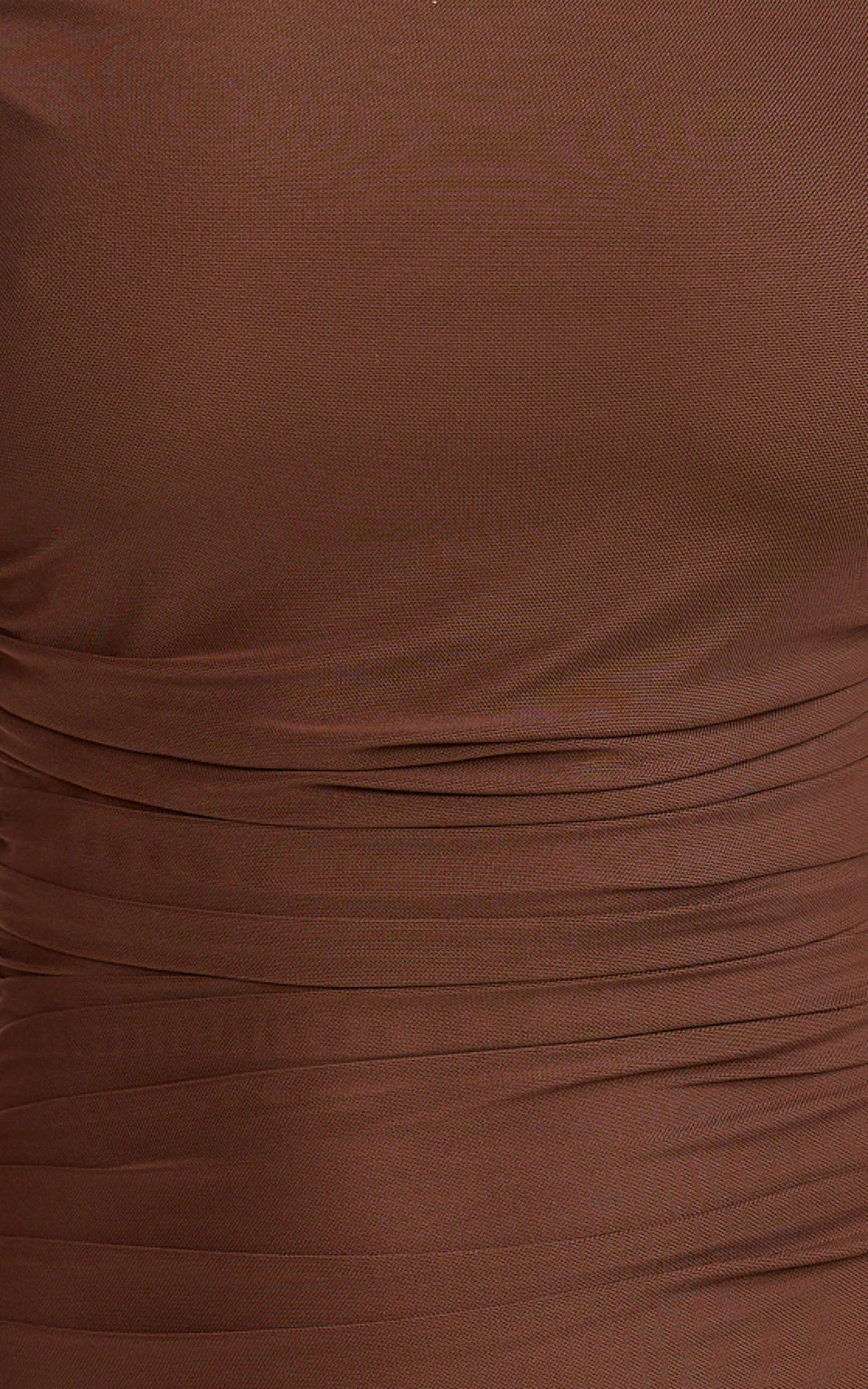 Judee Midi Dress - One Shoulder High Side Split Dress in Chocolate