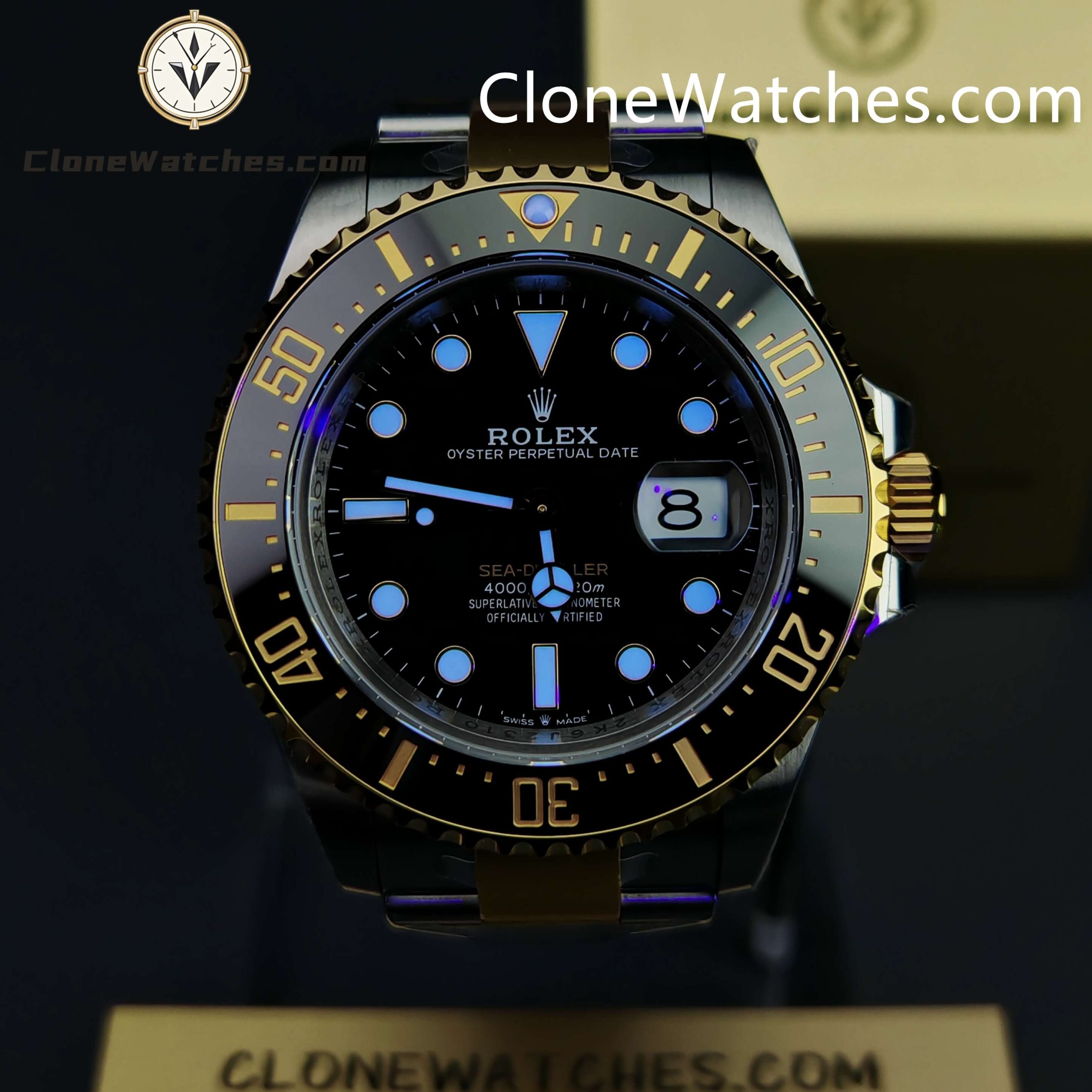 Rolex Super Clone Watches 1:1 Sea Dweller Yellow Gold Black Dial 126603 3235 Movement