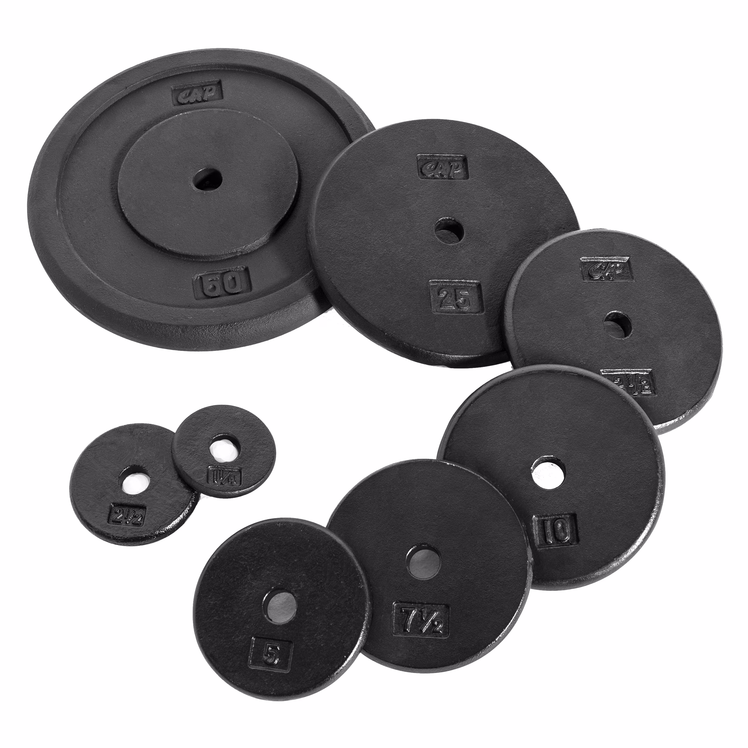 CAP Barbell Standard Cast Iron Weight Plate, Black, Singles 1.25-50 lb