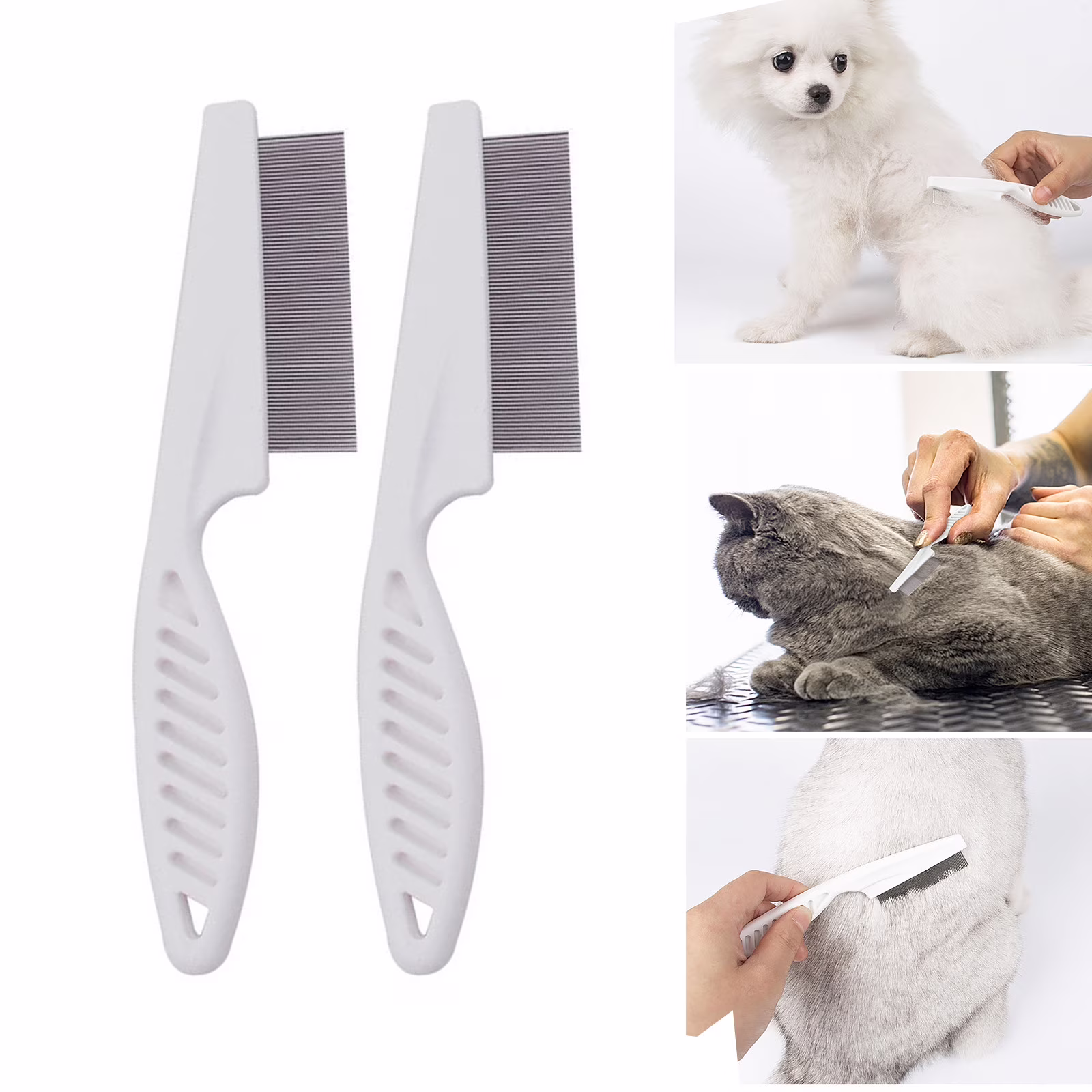 2 PCS Flea Comb for Dogs and Cats,Promotes Hair Growth and Removes Loose Hair, Knots