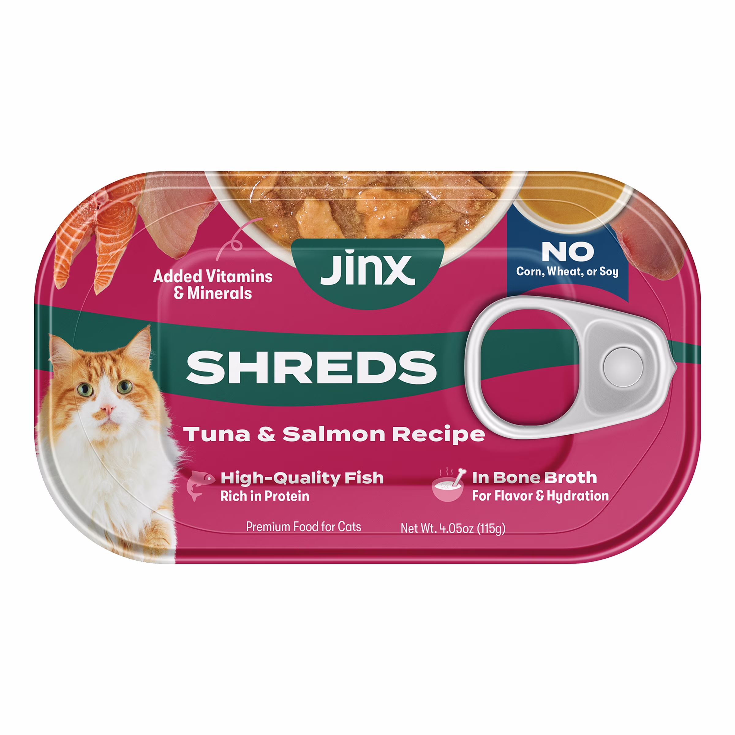 Jinx Tuna & Salmon Shreds Wet Cat Food, 4.05 oz Can