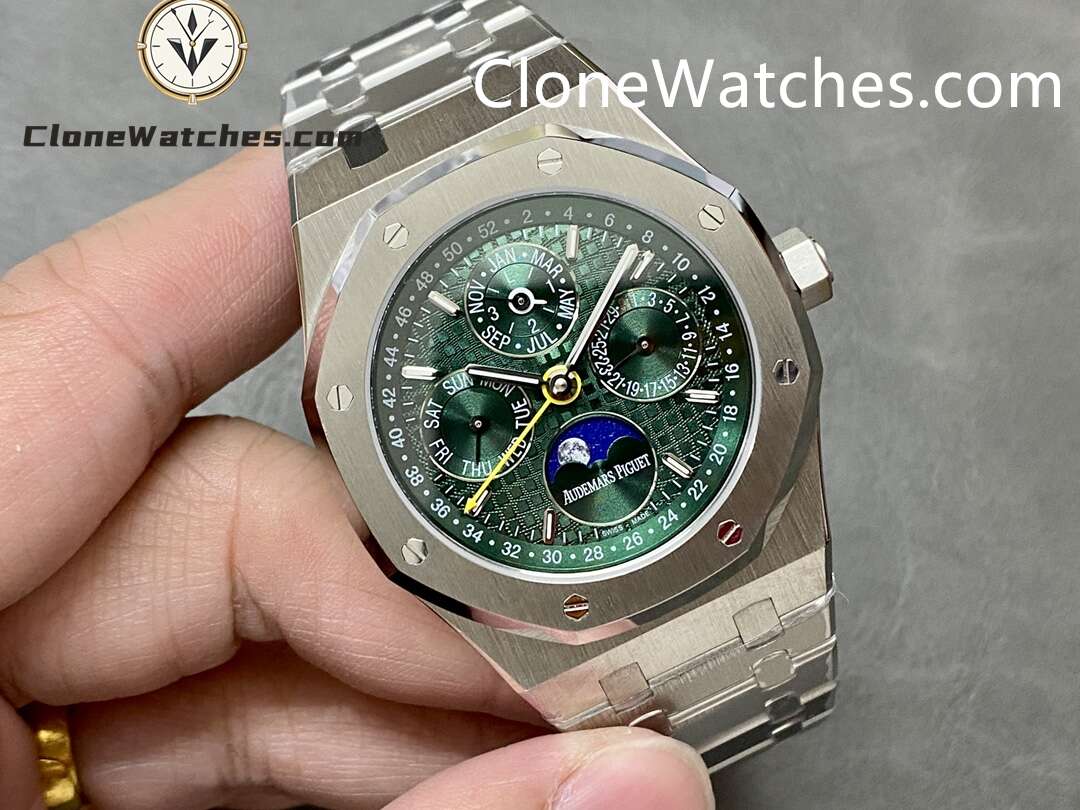 Audemars Piguet Super Clone Watches 1:1 Royal Oak Perpetual Calendar Green Dial 26606ST 41MM