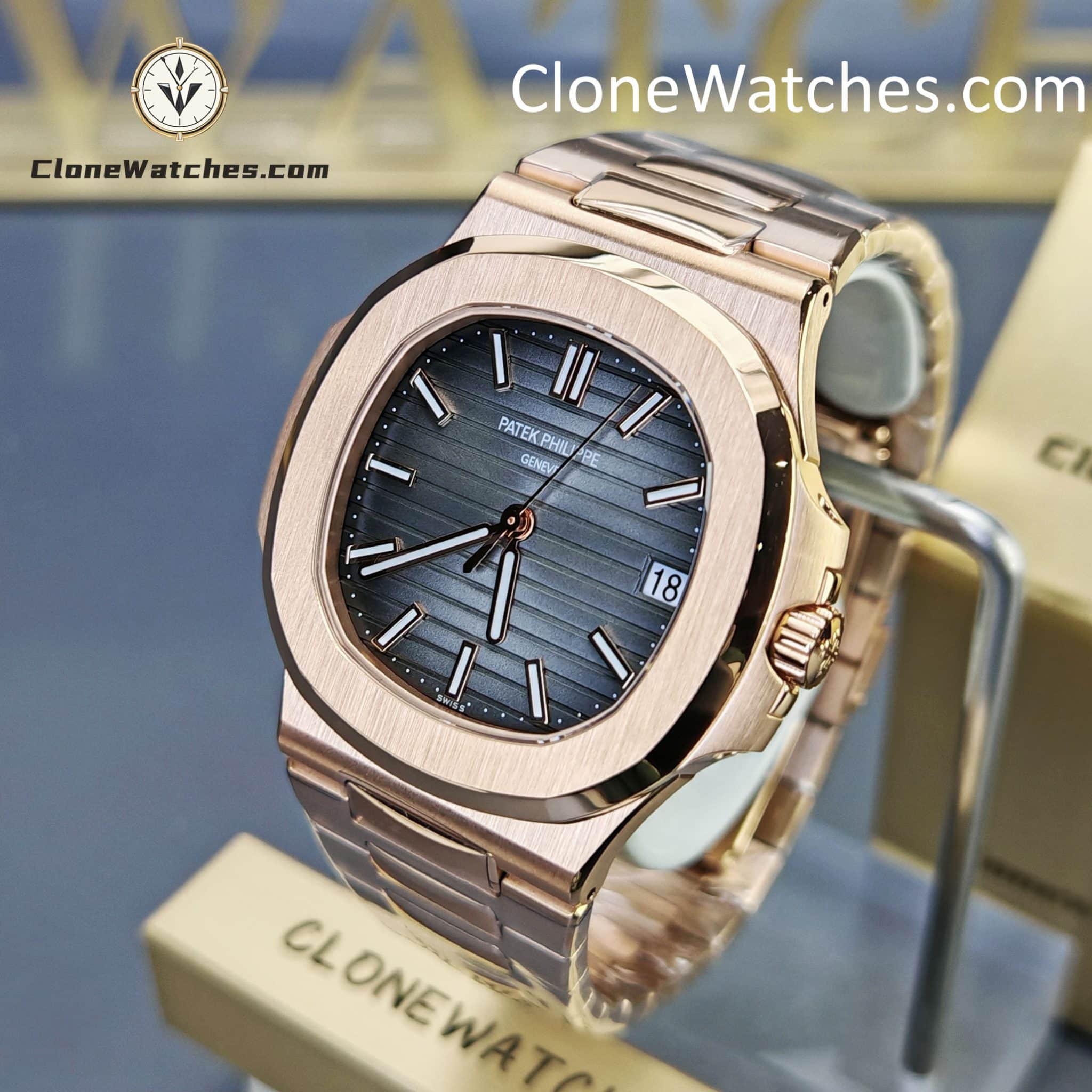 Patek Philippe Super Clone Watches 1:1 Nautilus 5711 Grey Dial 18K Rose Gold