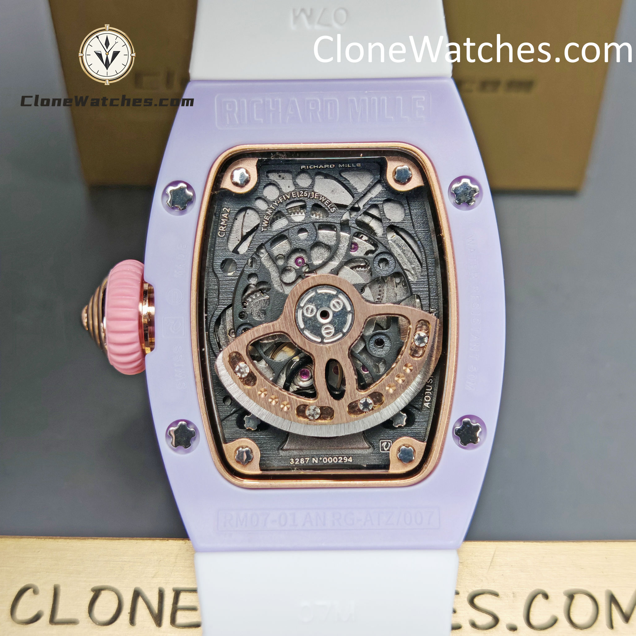 Richard Mille Super Clone Watches 1:1 RM 07-03 “Marshmallow” ATZ Ceramic/TZP White Strap