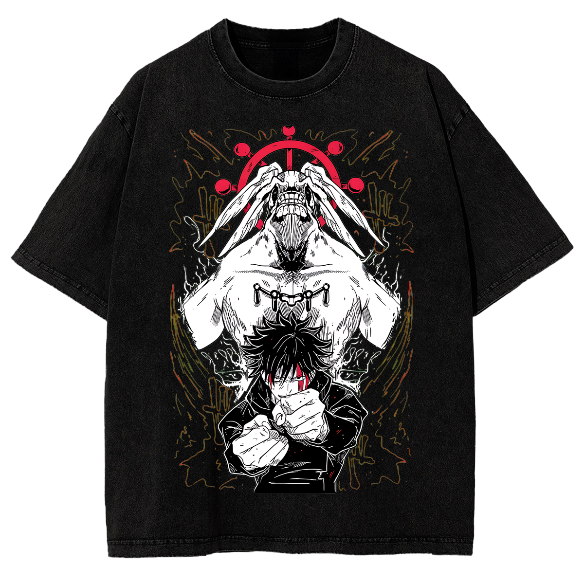 Graphic Oversized Megumi Fushiguro Mahoraga Jujutsu Kaisen Vintage Manga T Shirt