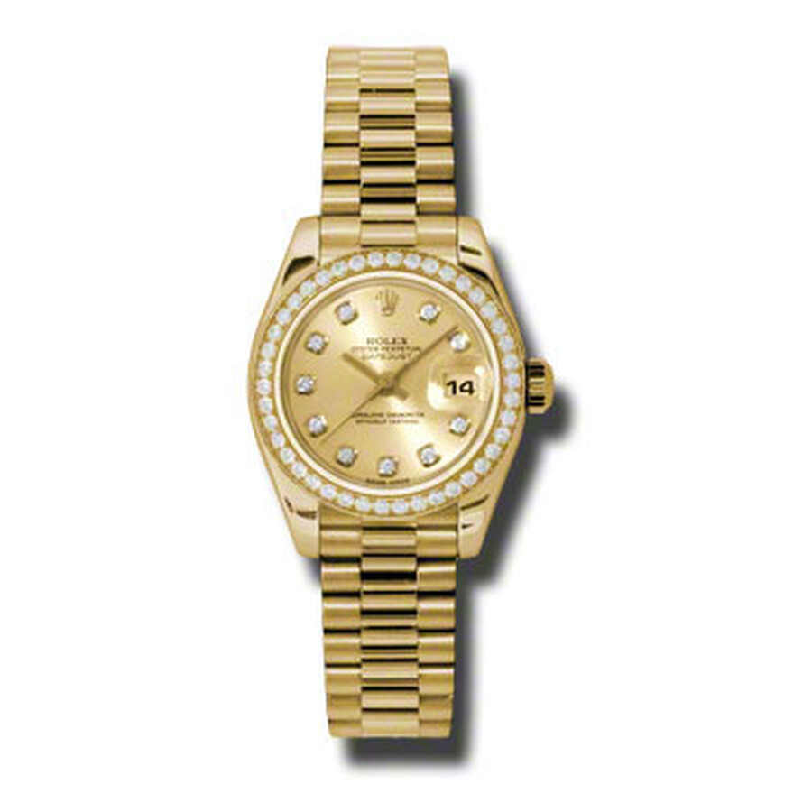 Rolex Lady-Datejust 26 Champagne Dial 18K Yellow Gold President Automatic Ladies Watch 179138CDP（Lifetime free warranty+90-days replacement service & Refund!.）