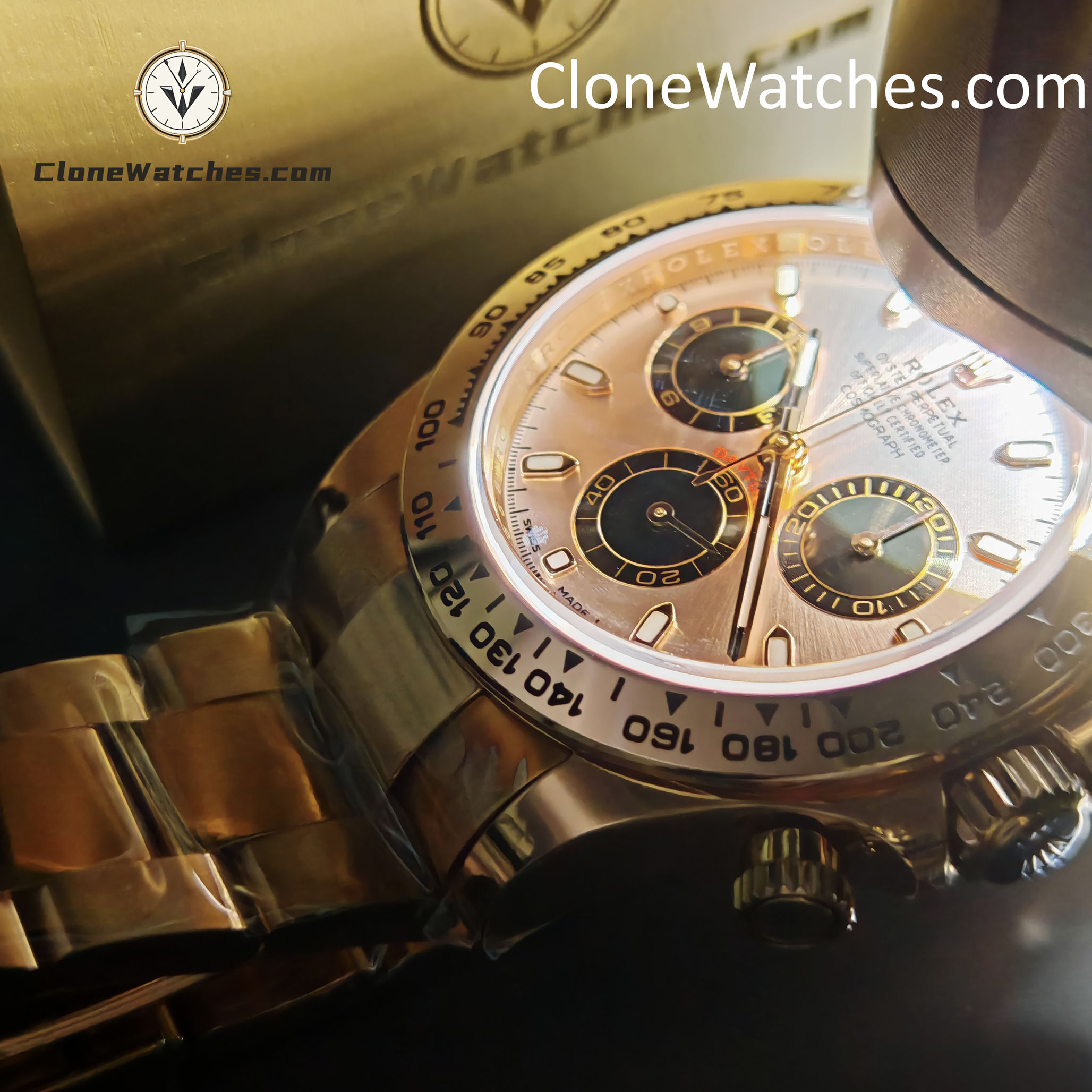 Rolex Super Clone Watches 1:1 Daytona Sundust/Black Dial m116505-0016 4130 Movement