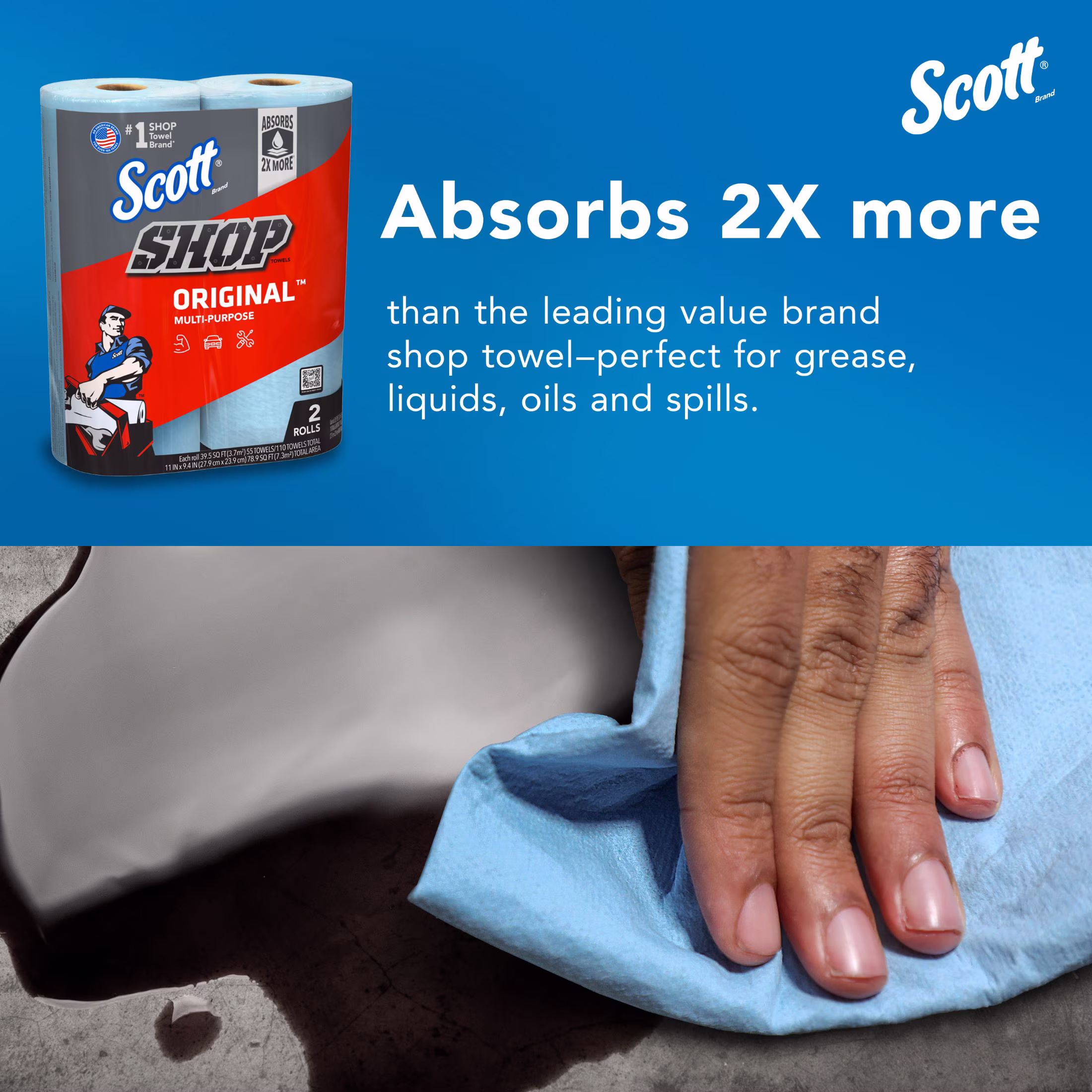 Scott® Shop Towels Original™, 55 Towels, Single Roll