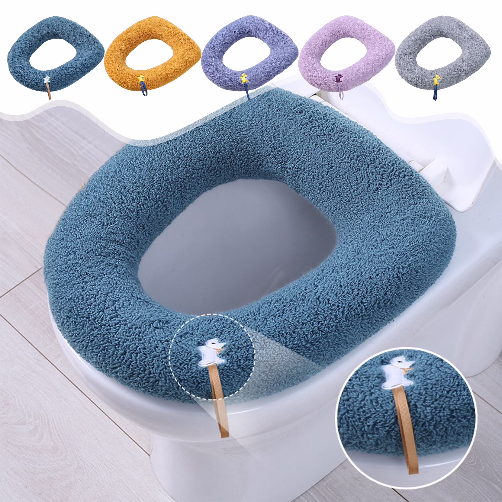 Kabnic Plush Toilet Seat Cushion - Thick Memory Foam Cover with Non-Slip Grip, Universal Fit for Round/Elongated 14