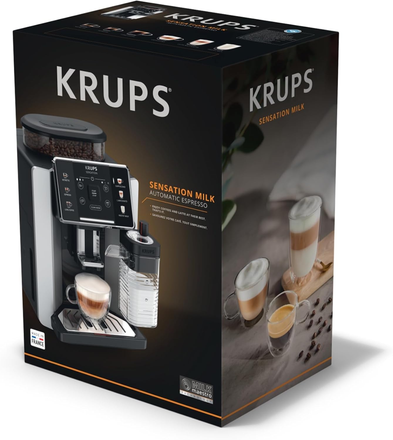 Machine café grains expresso automatique 6 boissons carafe lait interface tactile