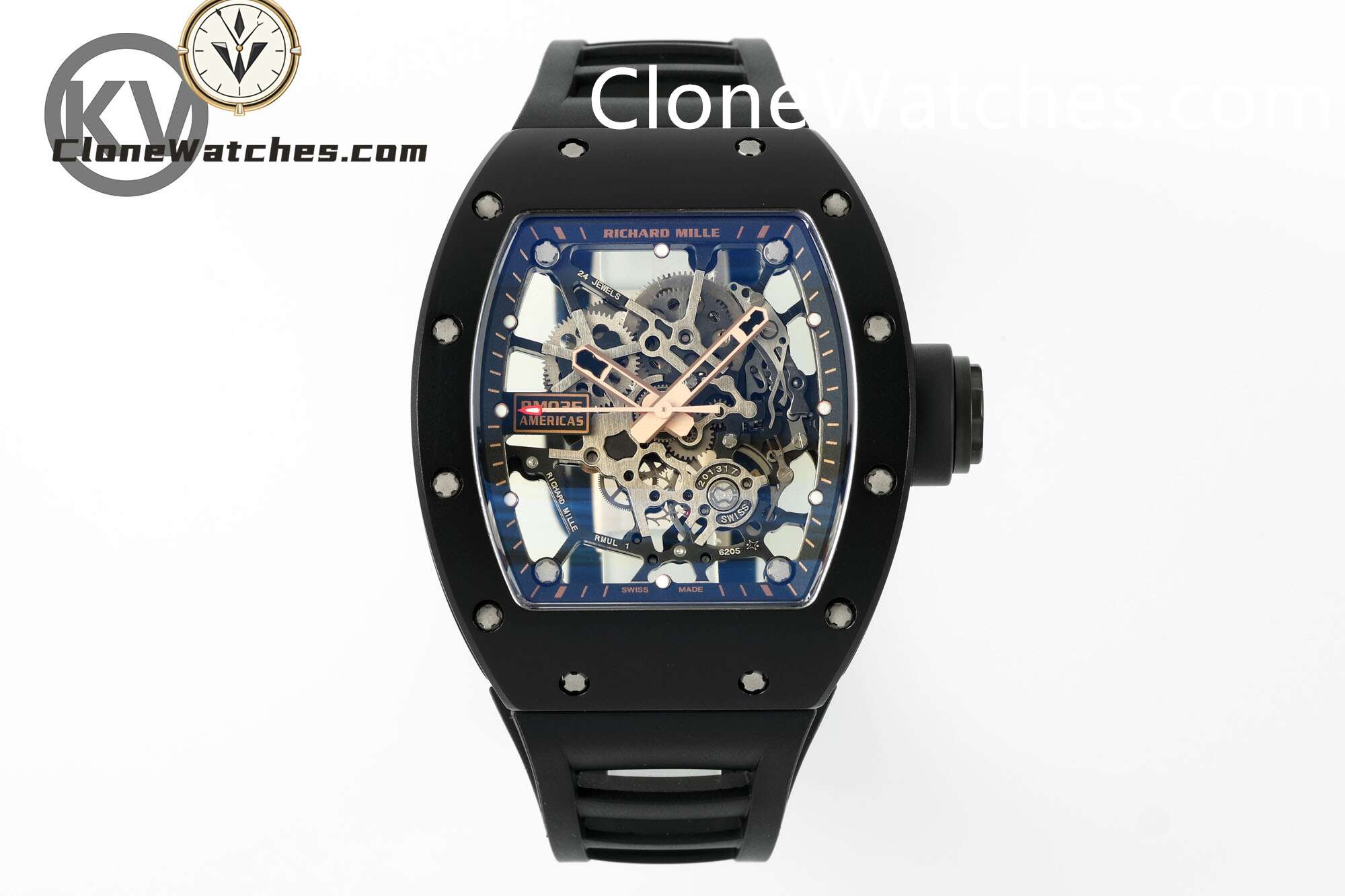 Richard Mille Super Clone Watches 1:1 RM 035 Black Ceramic Skeleton Dial “Americas Black Toro”