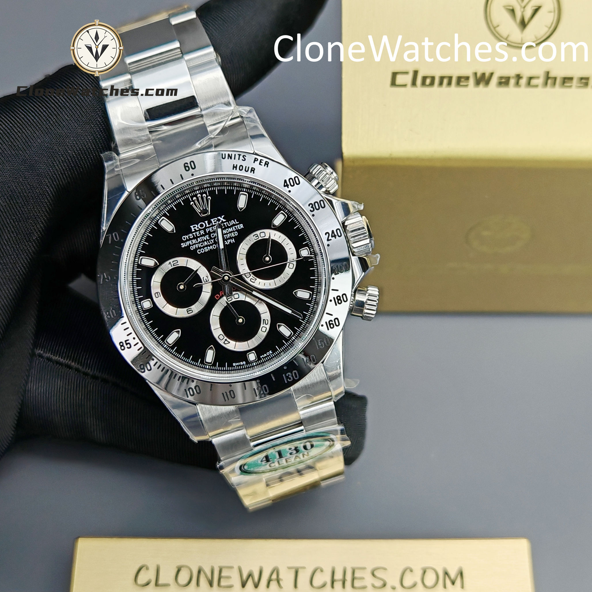 Rolex Super Clone Watches 1:1 Daytona Black Dial M116520-78590 4130 Movement