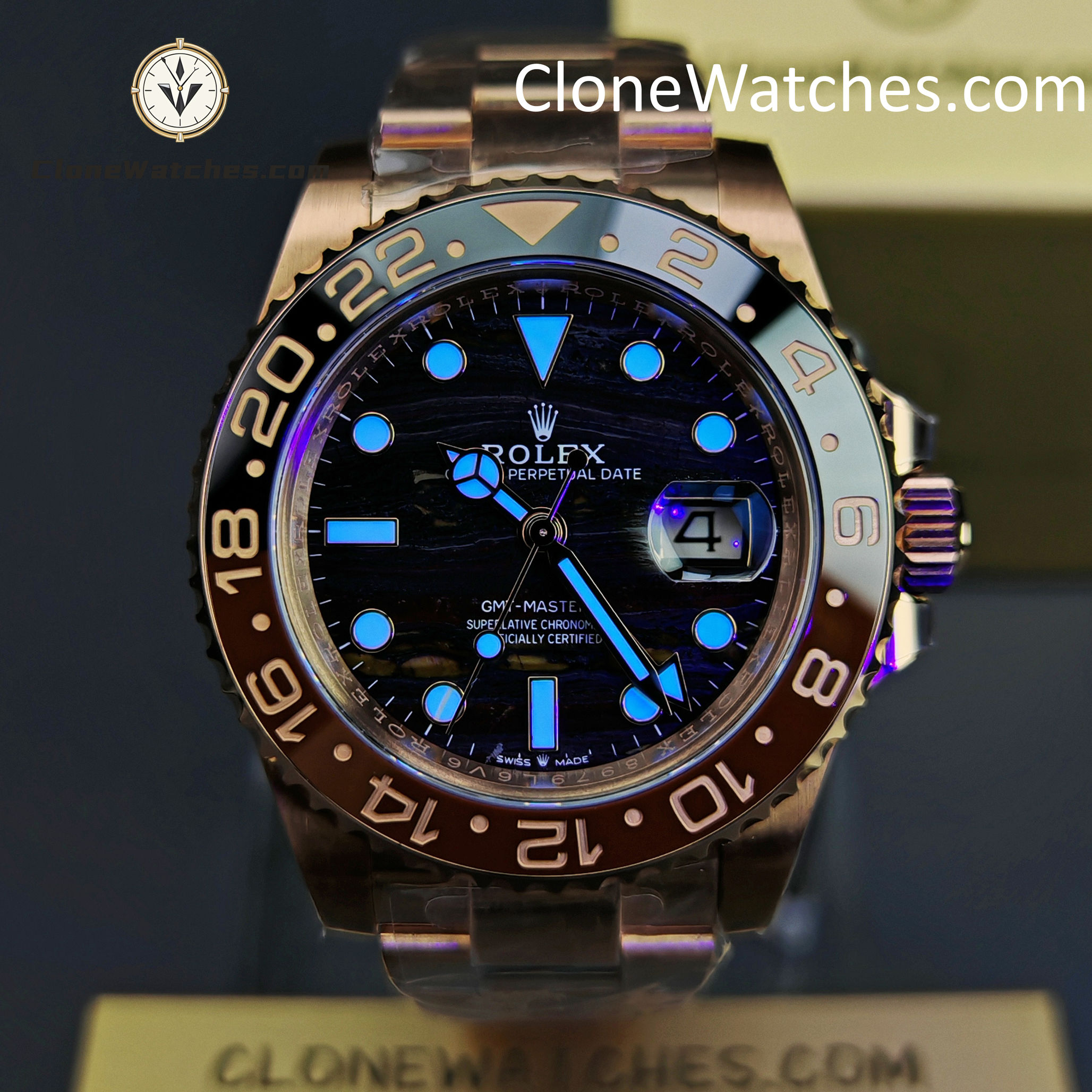 Rolex Super Clone Watches 1:1 GMT-Master II Rose Gold M126715CHNR-0002 Oyster 3285 Movement
