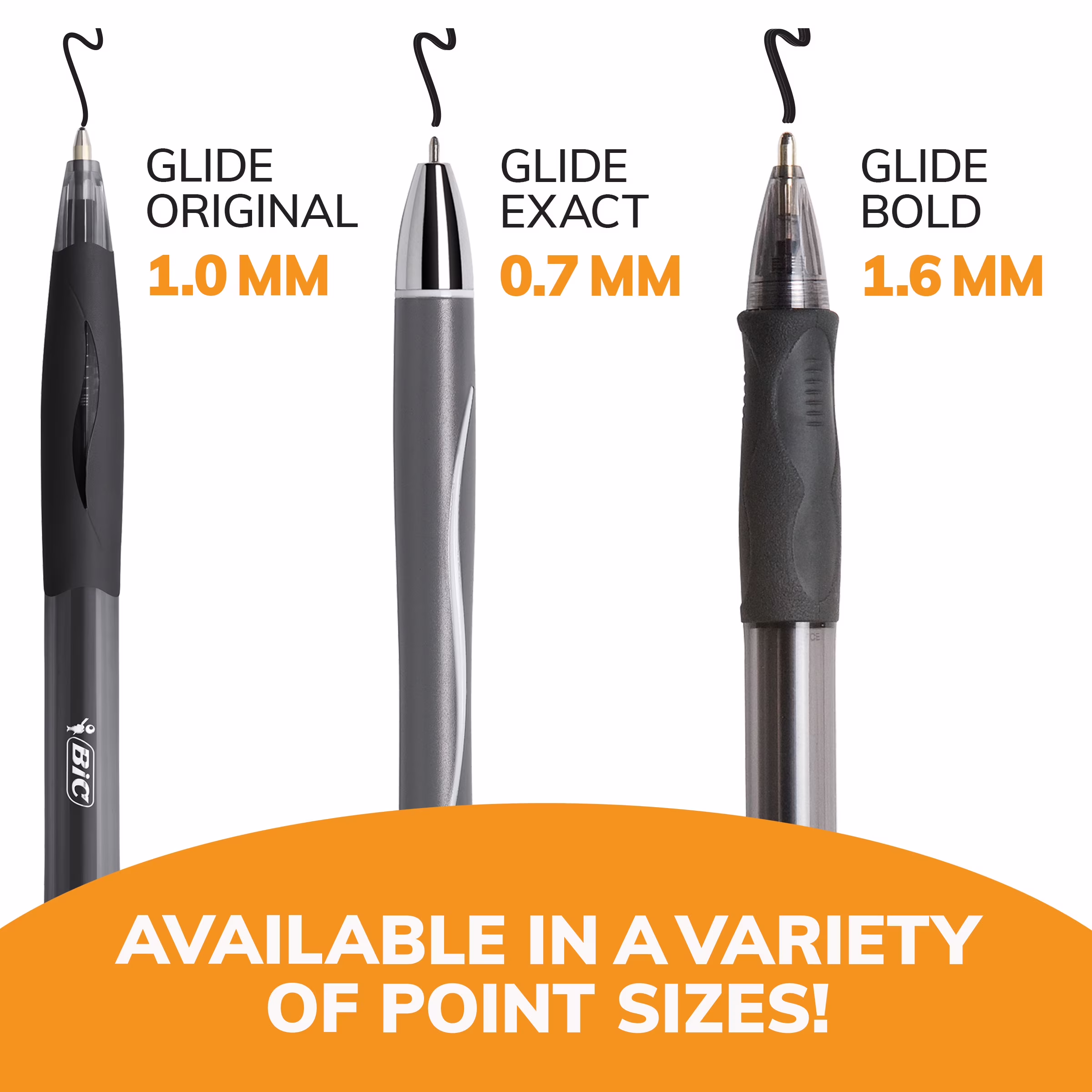 BIC Glide Exact Retractable Ballpoint Pens, Fine Point, 0.7 mm, Black Ink, 3 Count