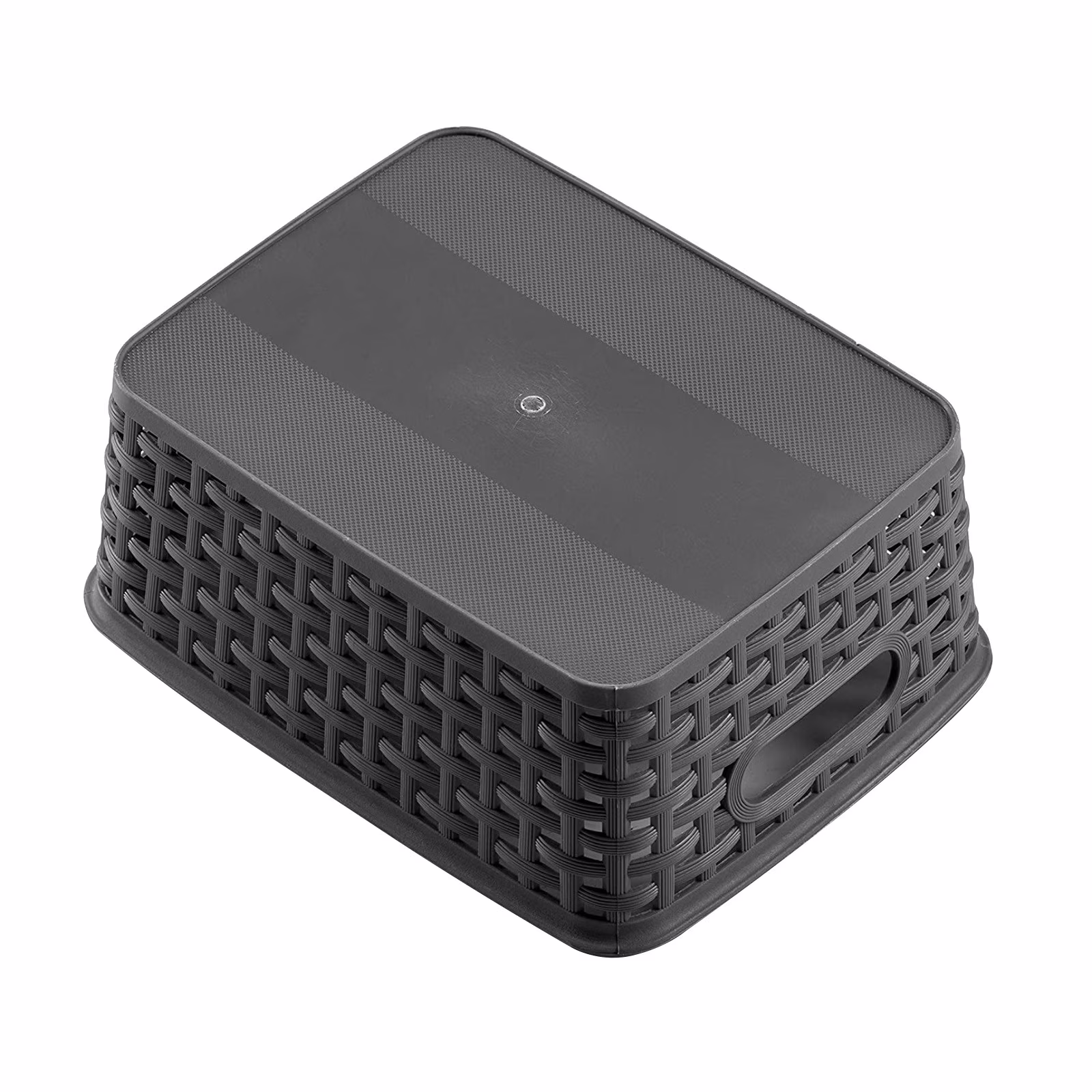 Tswift Clearance! Plastic hollow edge woven simple storage basket, make of Plastic, 10.08 X 7.68 INCH, Black
