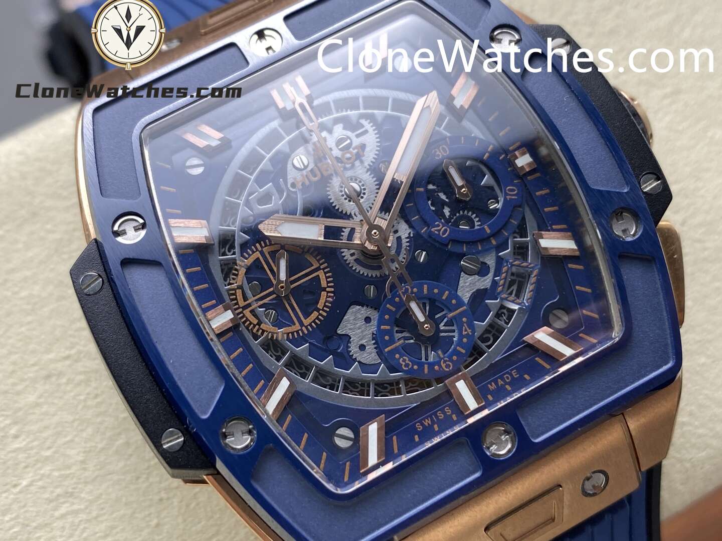 Hublot Super Clone Watches 1:1 Spirit of Big Bang King Gold Blue Ceramic 42MM 642.OL.7180.RX