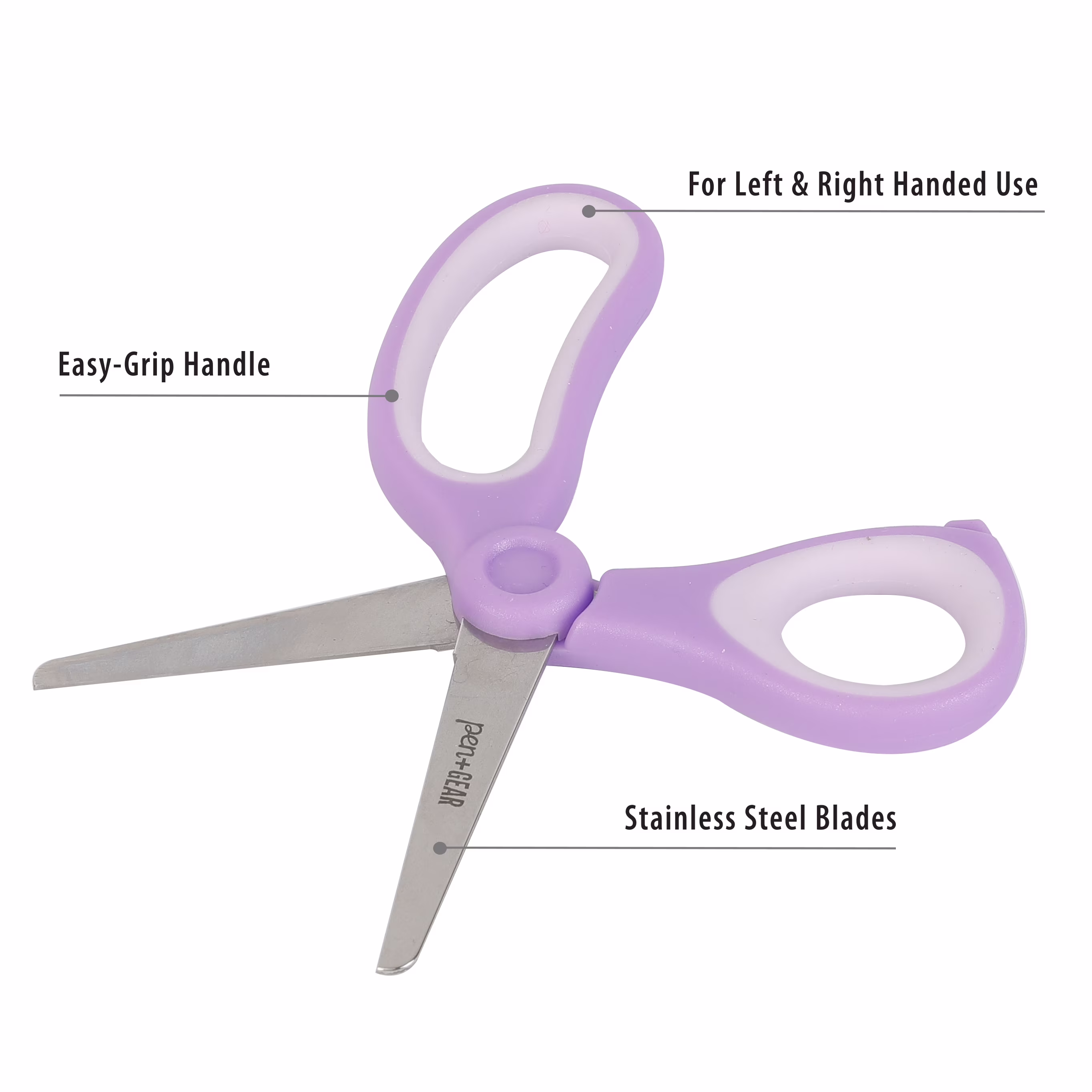 Pen+Gear Kids Scissors, 5 in, Blunt Tip, Ages 4-7, 2-Pack, Purple and Pink