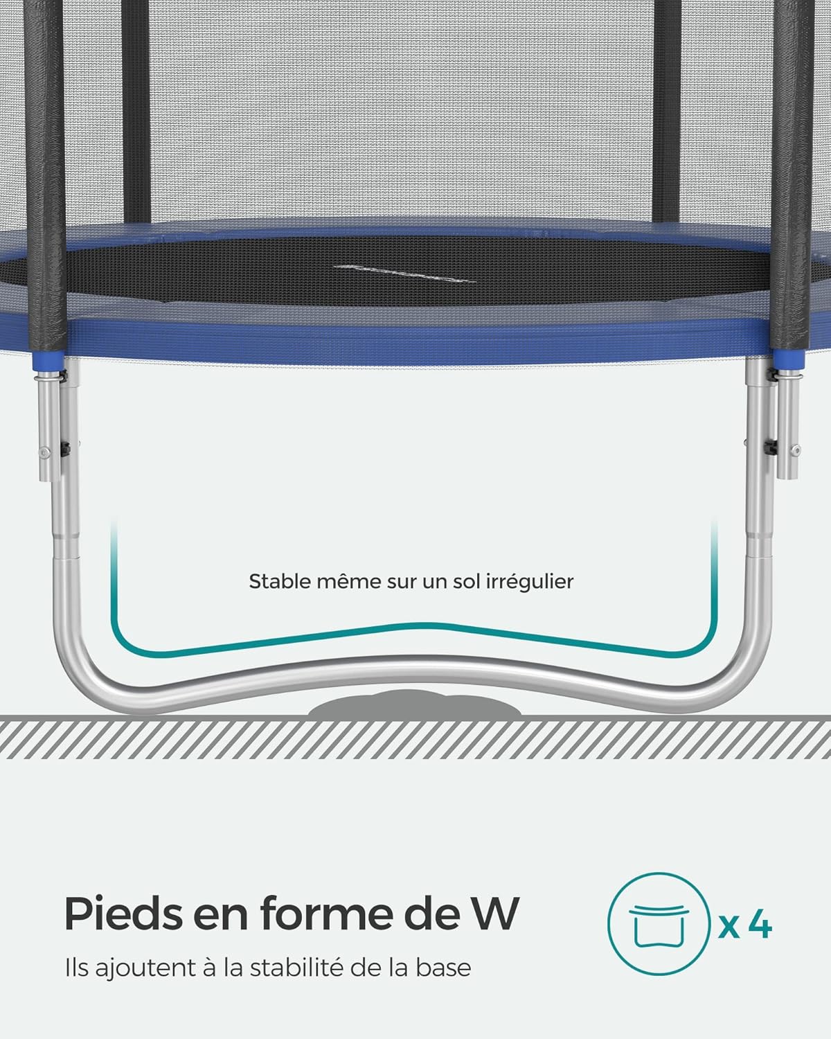 Trampoline extérieur enfant diamètre 183 244 305 366 427 cm filet échelle