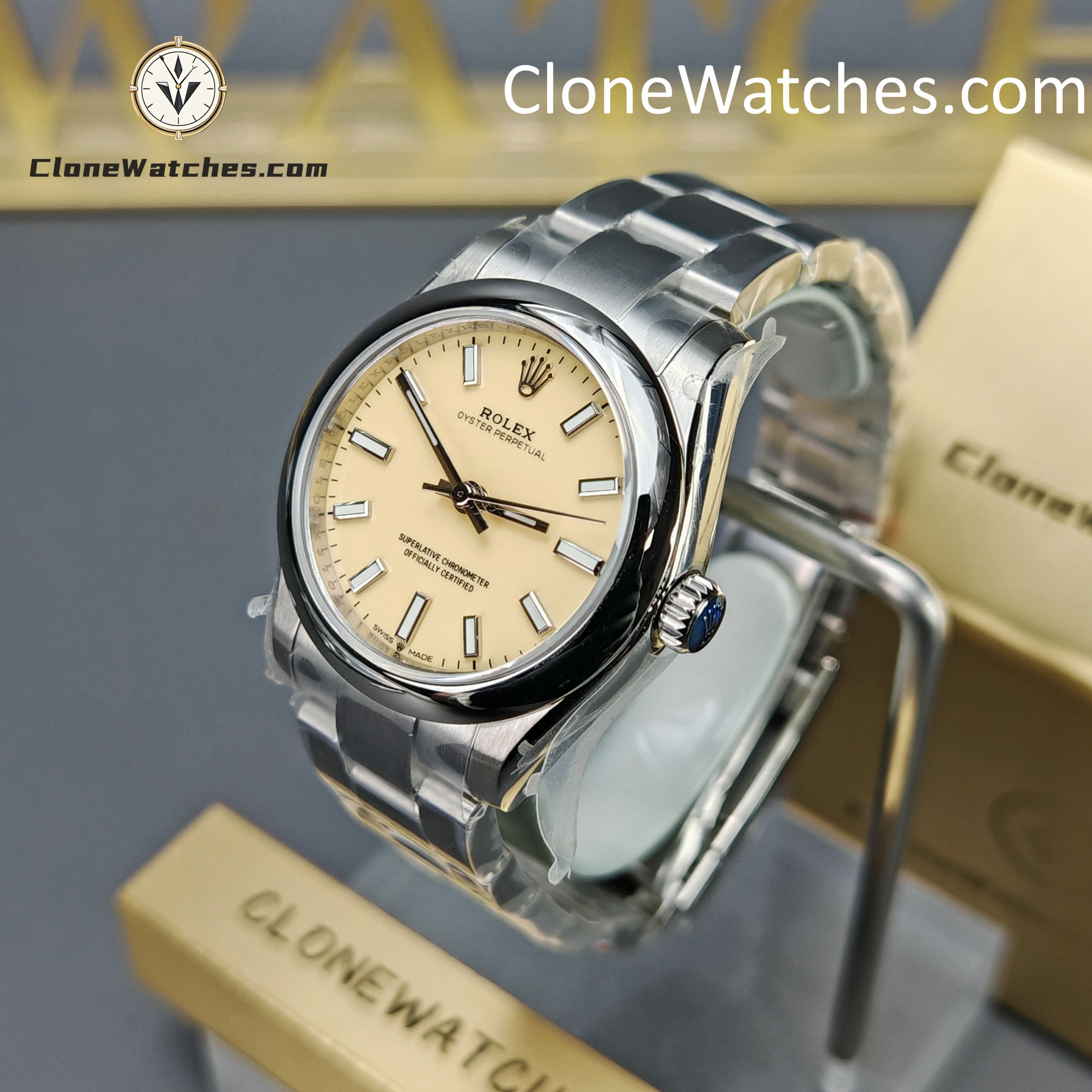 Rolex Super Clone Watches 1:1 Oyster Perpetual Yellow Dial m277200-0013 31mm 2232 Movement