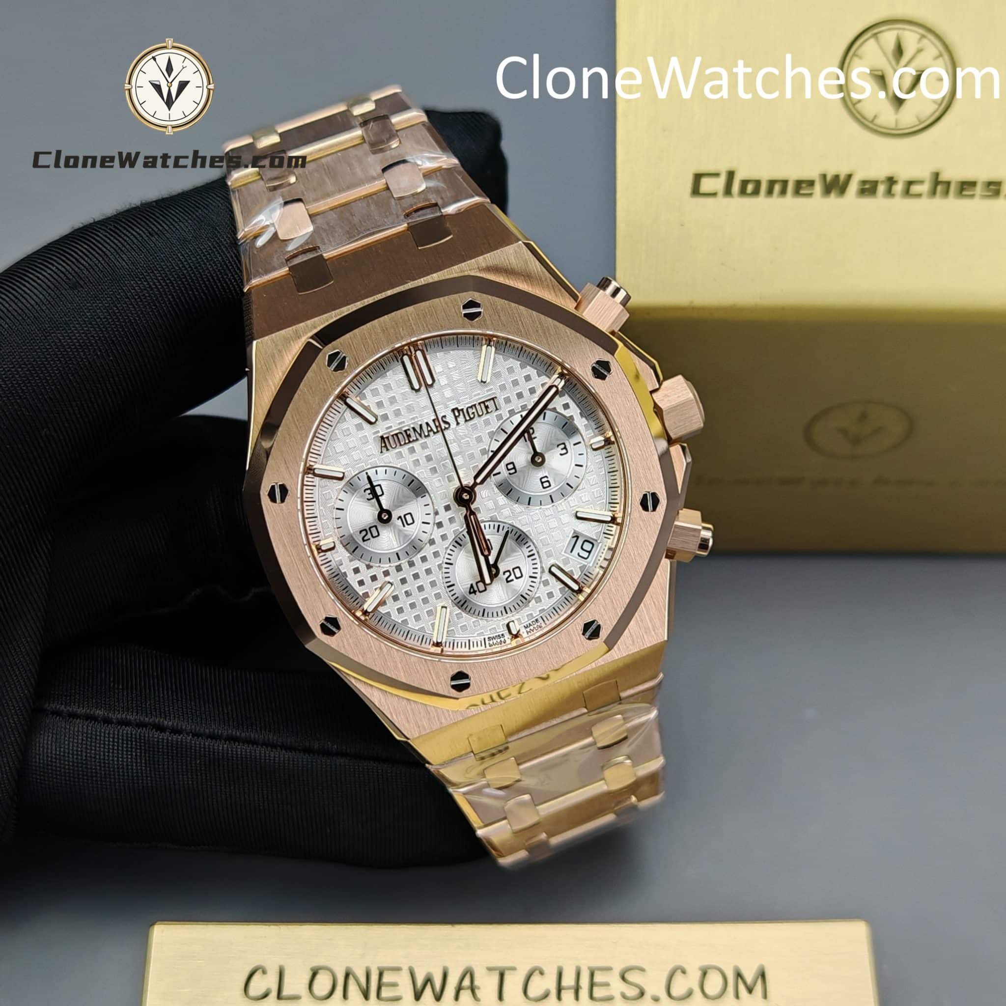 Audemars Piguet Super Clone Watches 1:1 Royal Oak Rose Gold 26240 White Dial