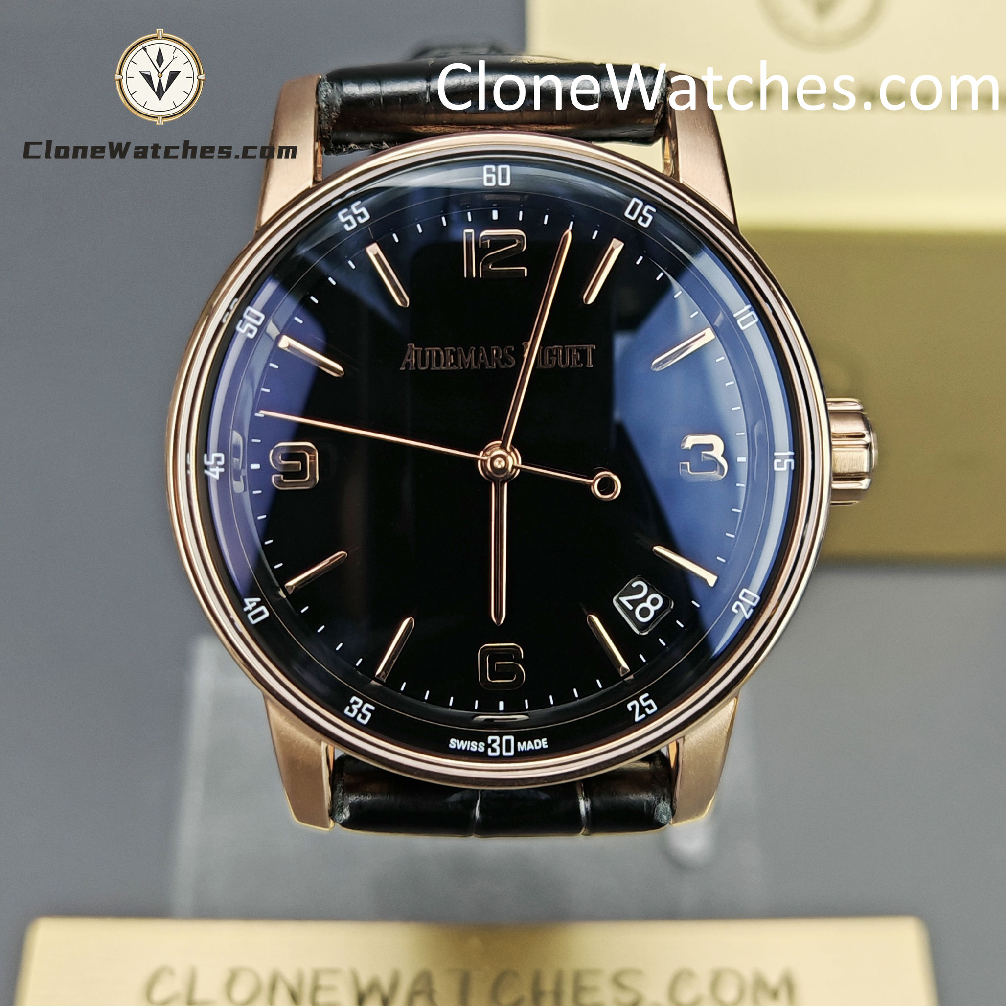 Audemars Piguet Super Clone Watches 1:1 Code 11.59 by Rose Gold 15210OR Black Dial 41MM