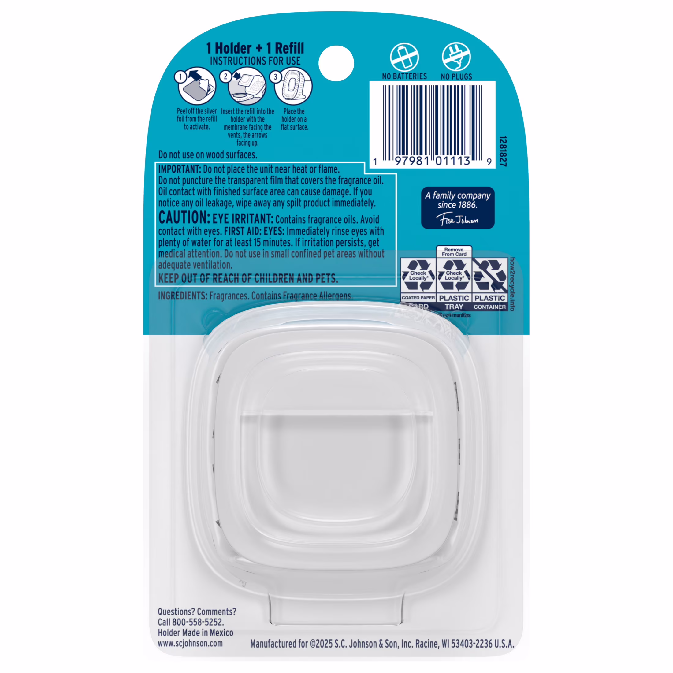 Glade® Small Room Freshener Starter Kit, Aqua Waves, 1 Device + 1 Refill, 0.25 fl oz
