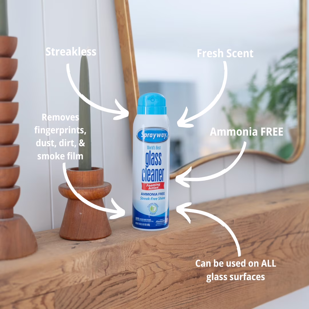 Sprayway Glass Cleaner, 19 fl oz, Ammonia-Free, Streak-Free Foaming Action, Twist & Lock Cap