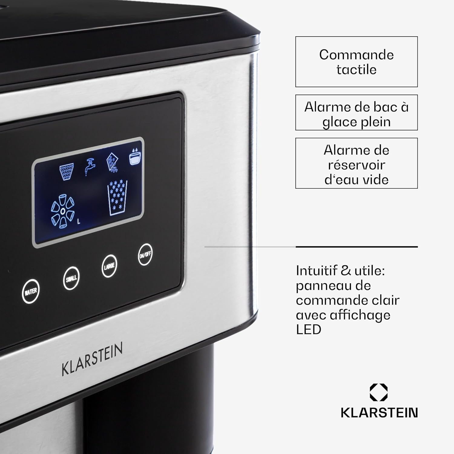 Machine à glaçons 1,8 L jusqu’à 15 kg jour nettoyage facile