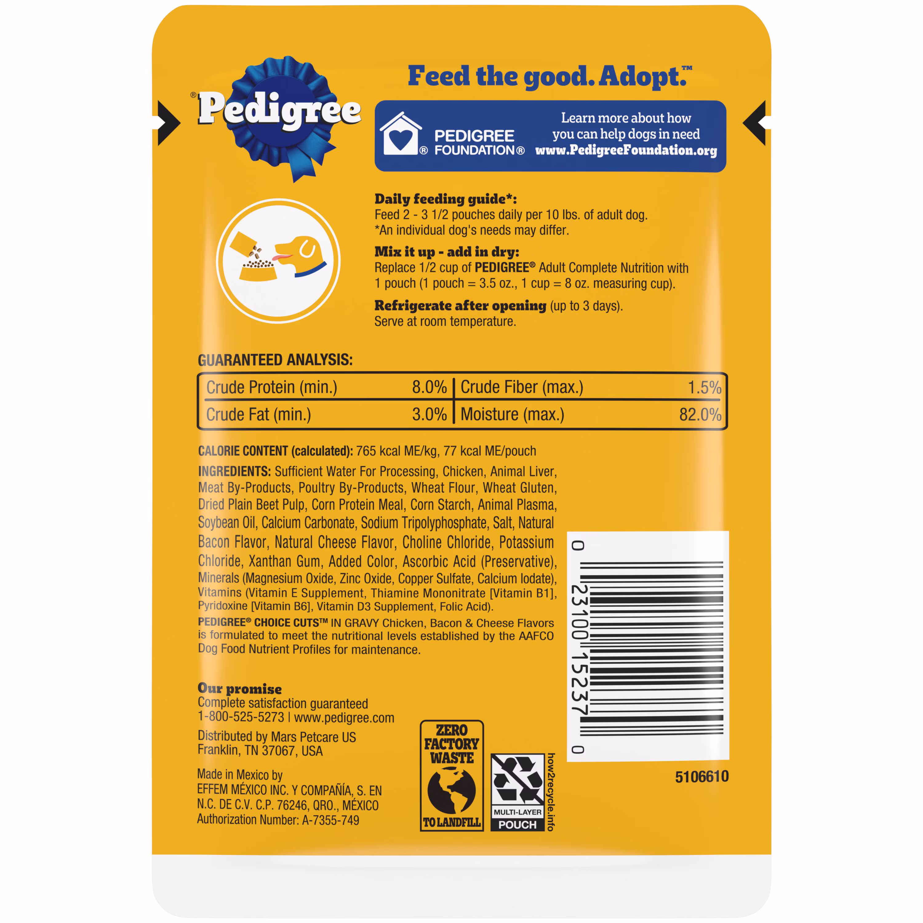 PEDIGREE Pouch, 3.5 oz Chicken, Bacon & Cheese