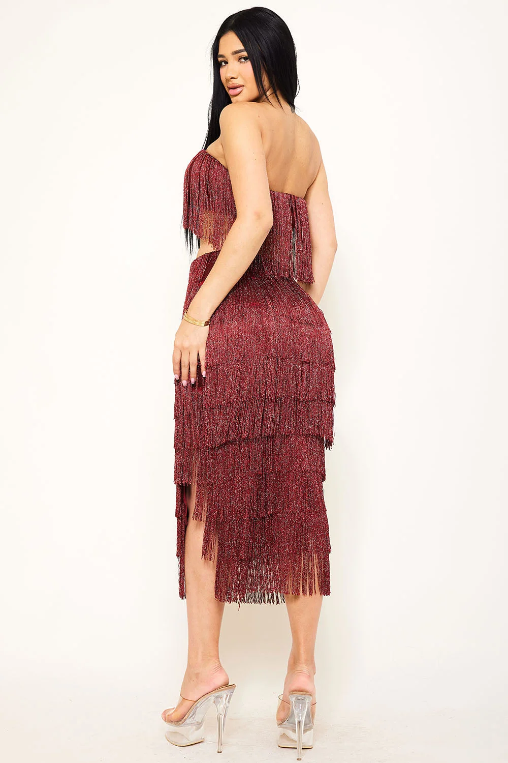 Symphony Set - Fringe Tube Top And Midi Skirt Set
