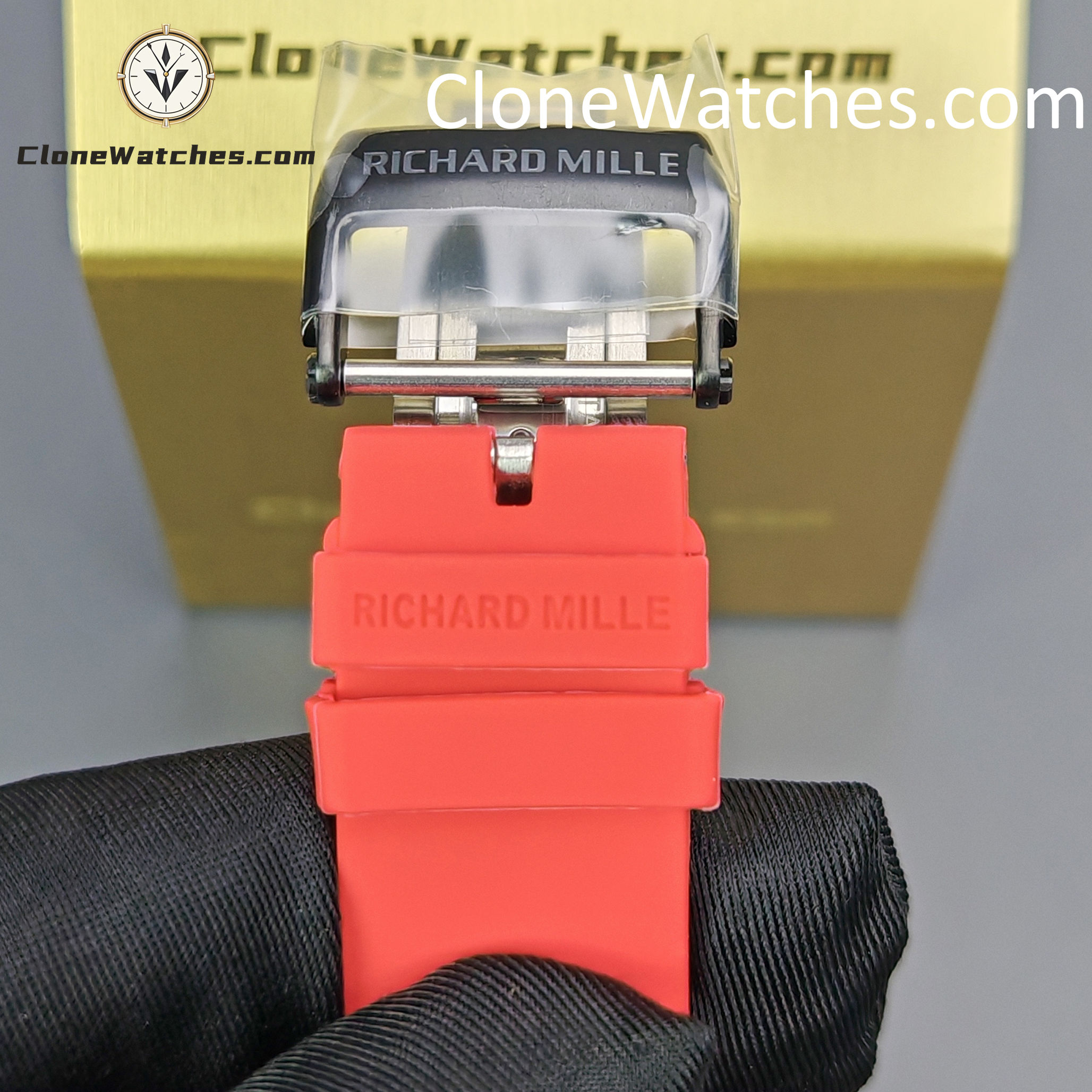 Richard Mille Super Clone Watches 1:1 RM 035 – 01 Carbon Tourbillon Red Strap