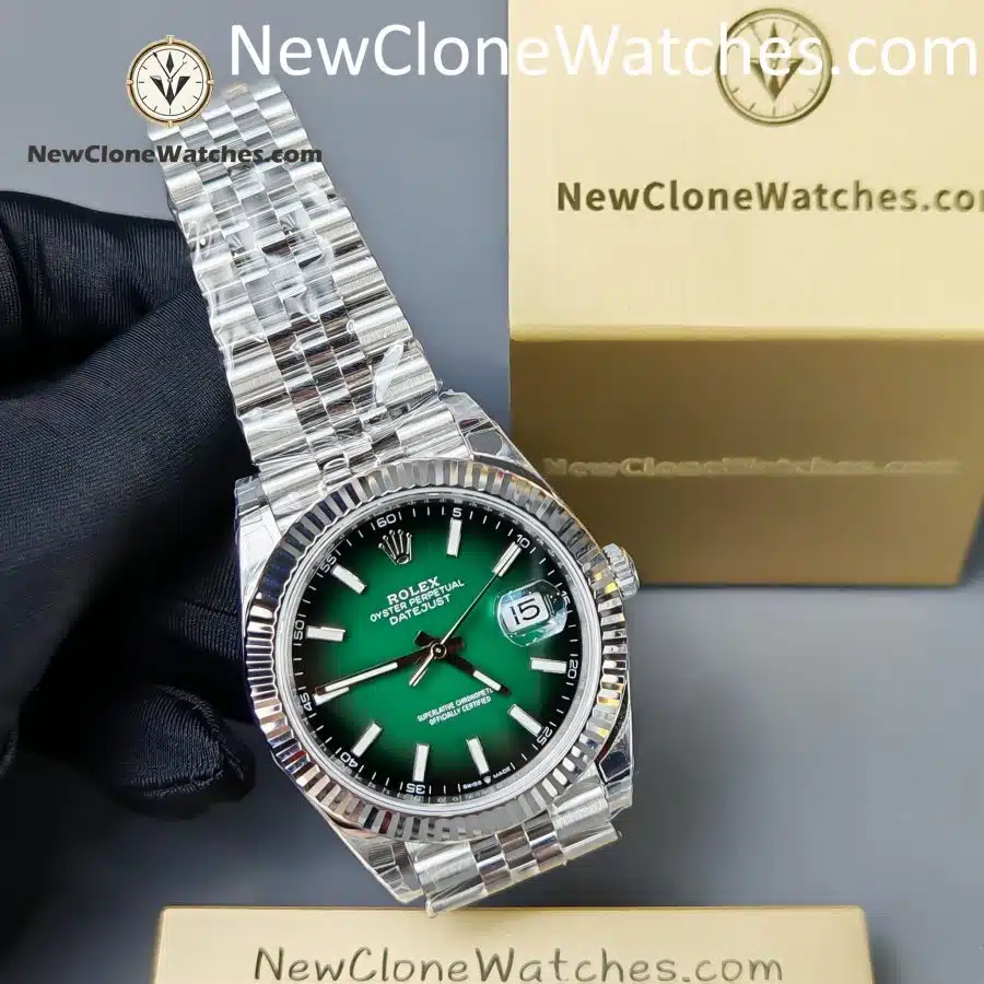 Rolex Super Clone Watches 1:1 DateJust Green Dial m126334-0034 Jubilee 41MM 3235 Movement