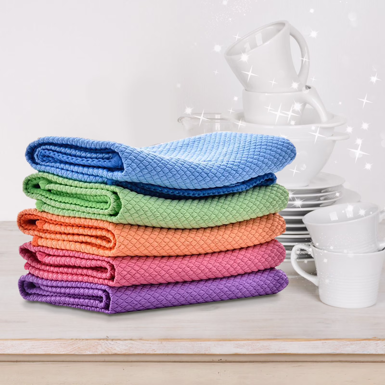 Magic 5pcs Glass Cleaning Cloth Thickened Kitchen Cleaning Towel Thickened Absorbent Table Cleaning Cloth Scouring Pad