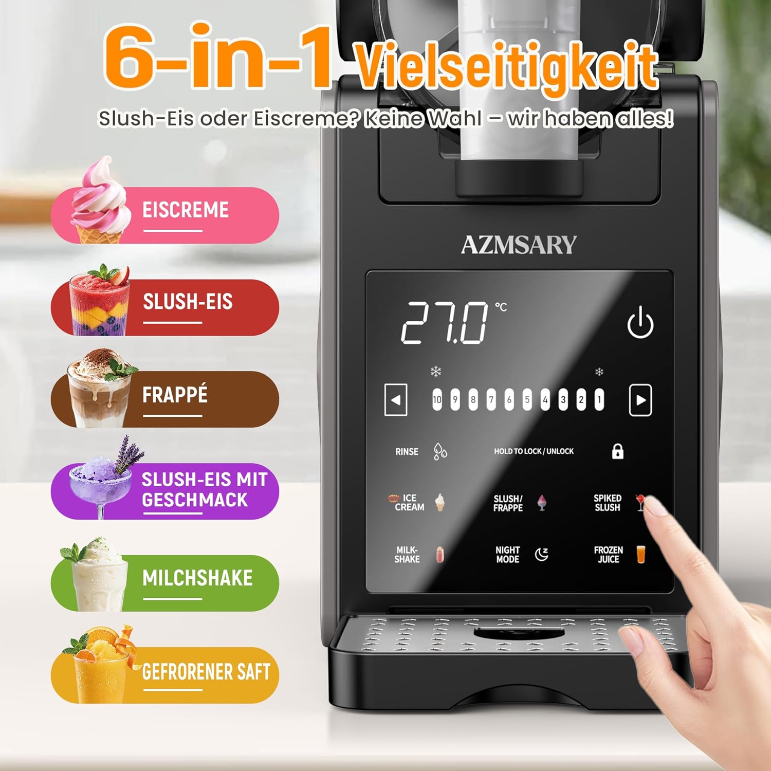 Machine granita 2,5 L écran LED 6 programmes nettoyage automatique