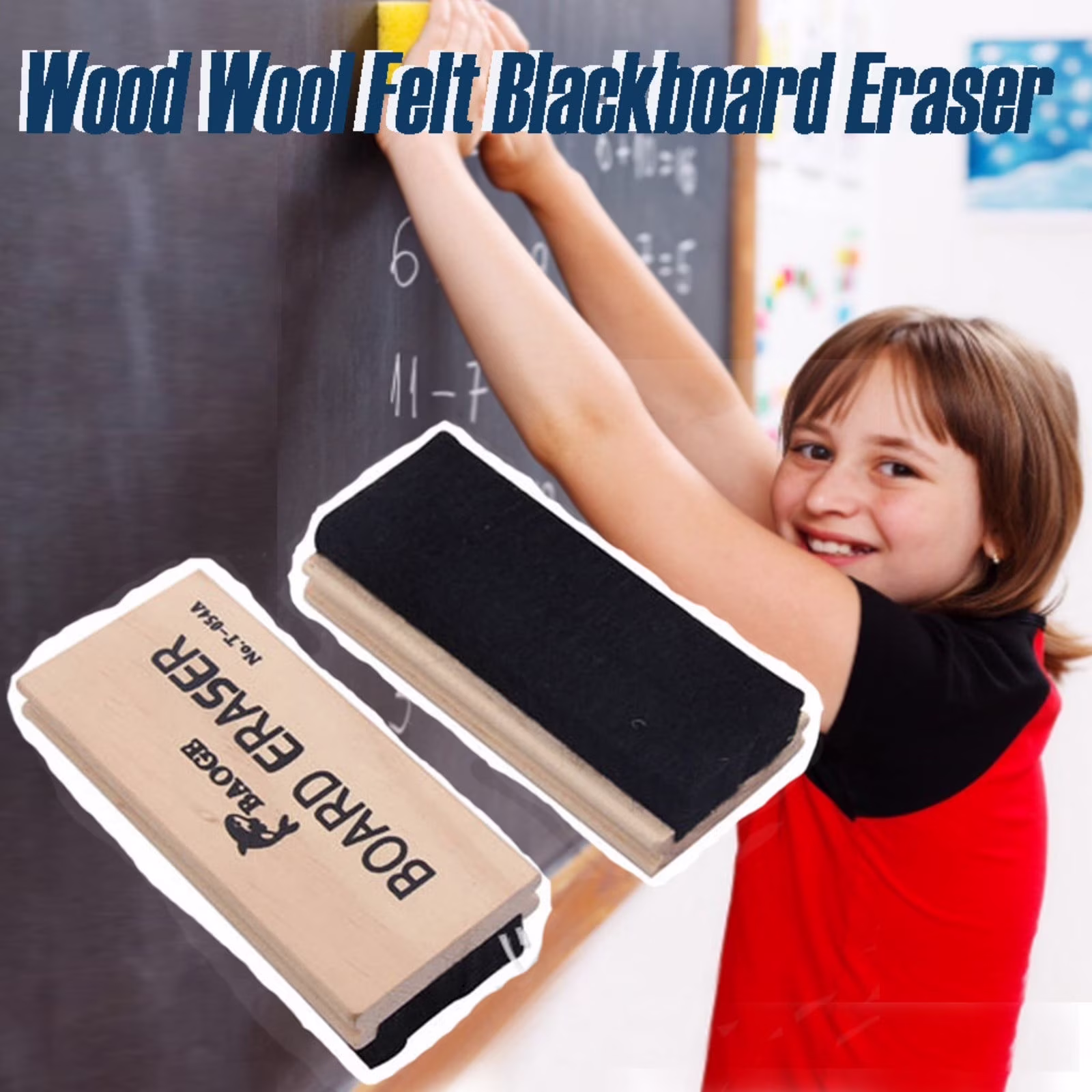 ZOURIH Chalkboard Eraser 1 Pack Wooden Dustless Blackboard Eraser Cleaner