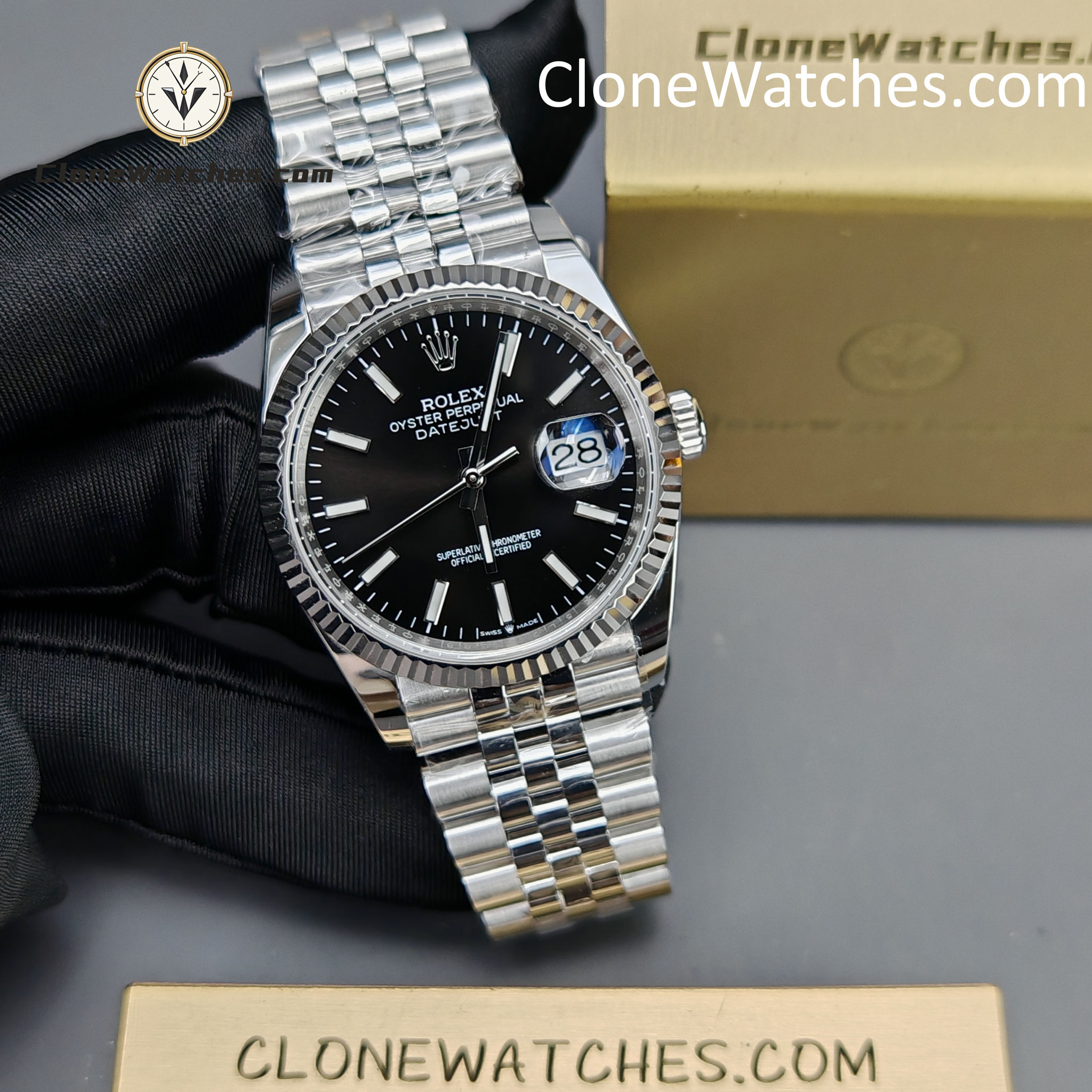 Rolex Super Clone Watches 1:1 DateJust M126234 – 0015 Black Dial Jubilee 36MM 3235 Movement