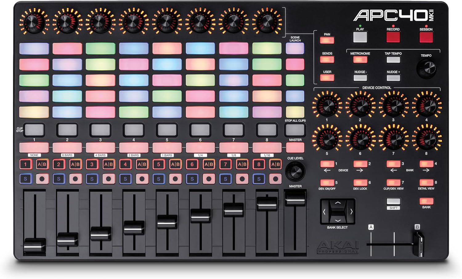 Contrôleur MIDI APC40 MKII USB matrice 5x8 molettes faders logiciels inclus