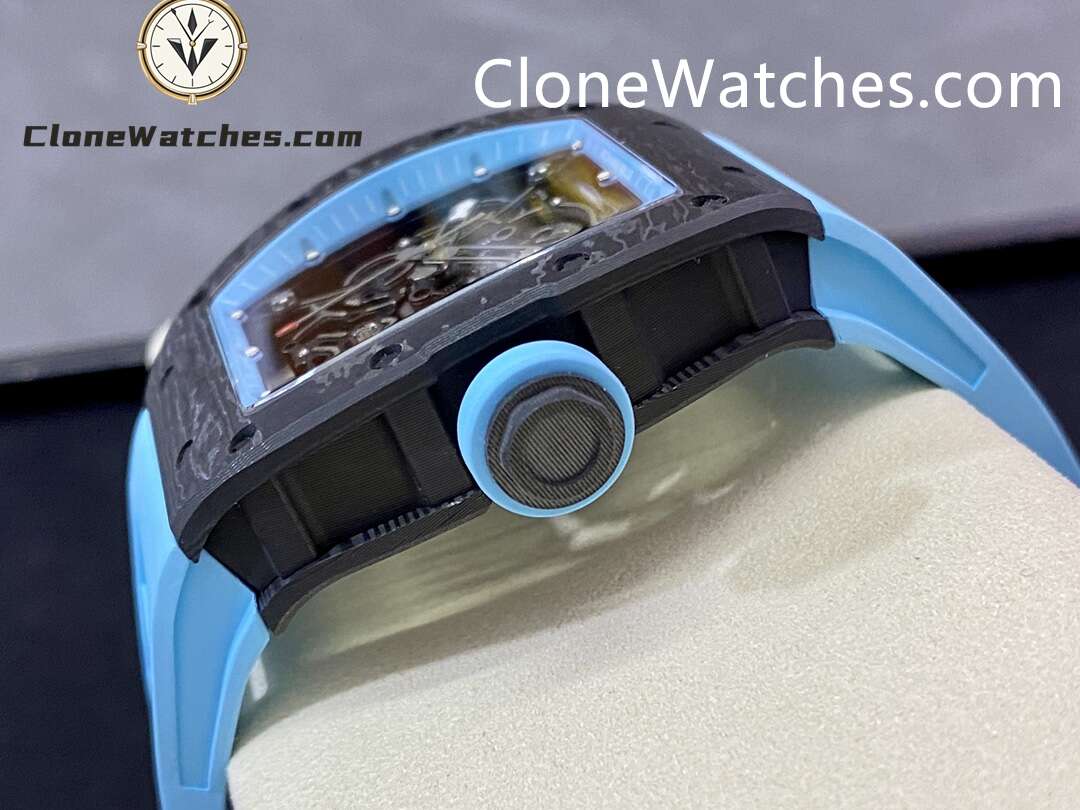 Richard Mille Super Clone Watches 1:1 RM 055 Carbon Tourbillon Blue Strap