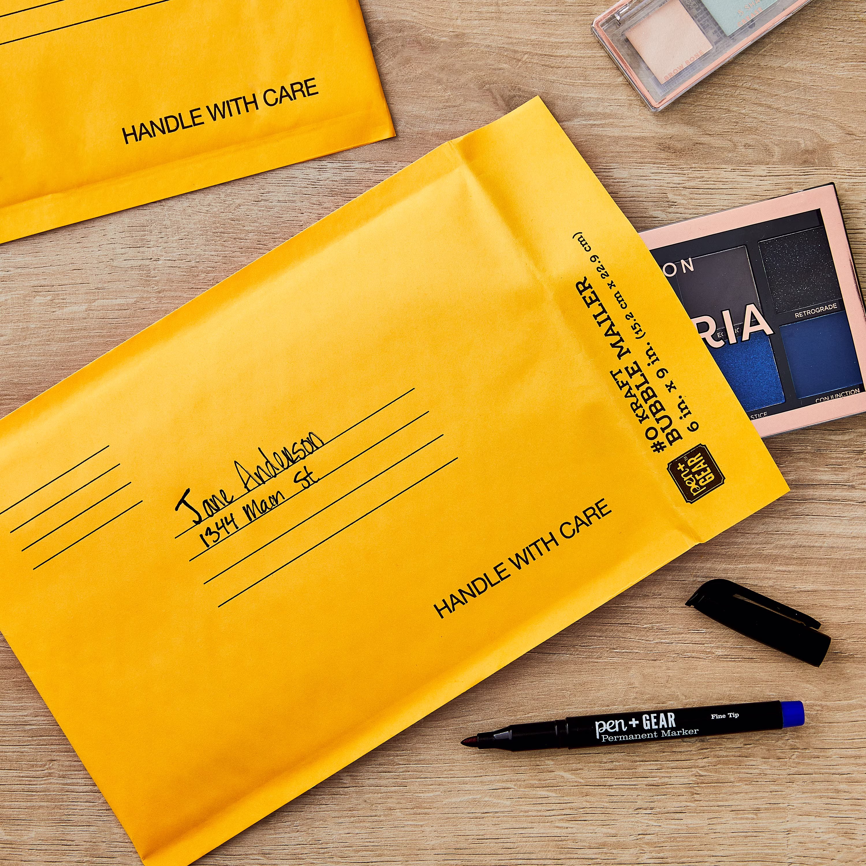 Pen+Gear Self-Sealing Kraft Bubble Mailers, #0, 6 in x 9 in, 2 Pack