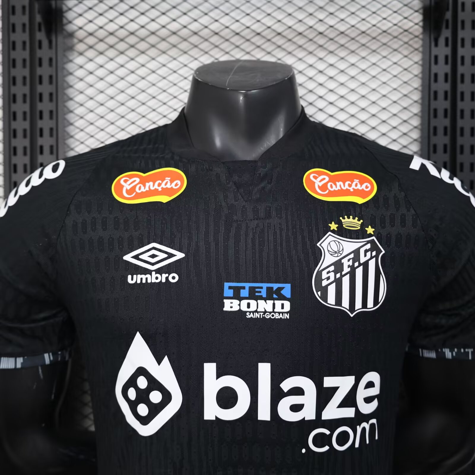 25-26 Santos home black jersey with advertising - player version