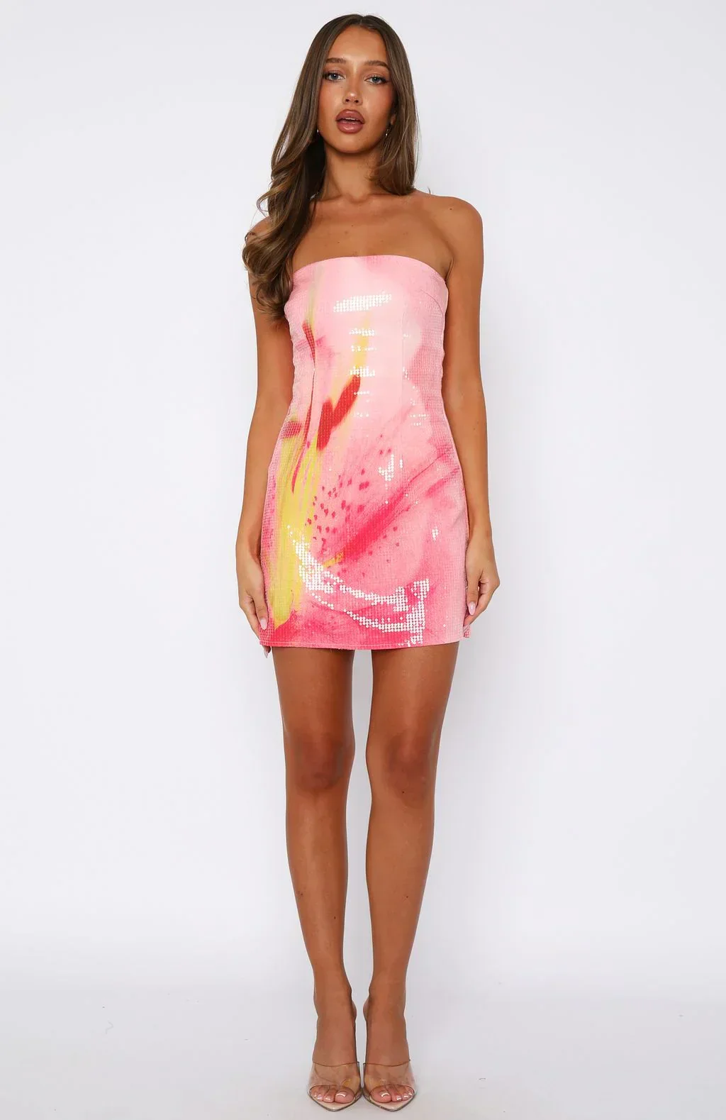 Make Up My Mind Sequin Mini Dress Blossom Petal