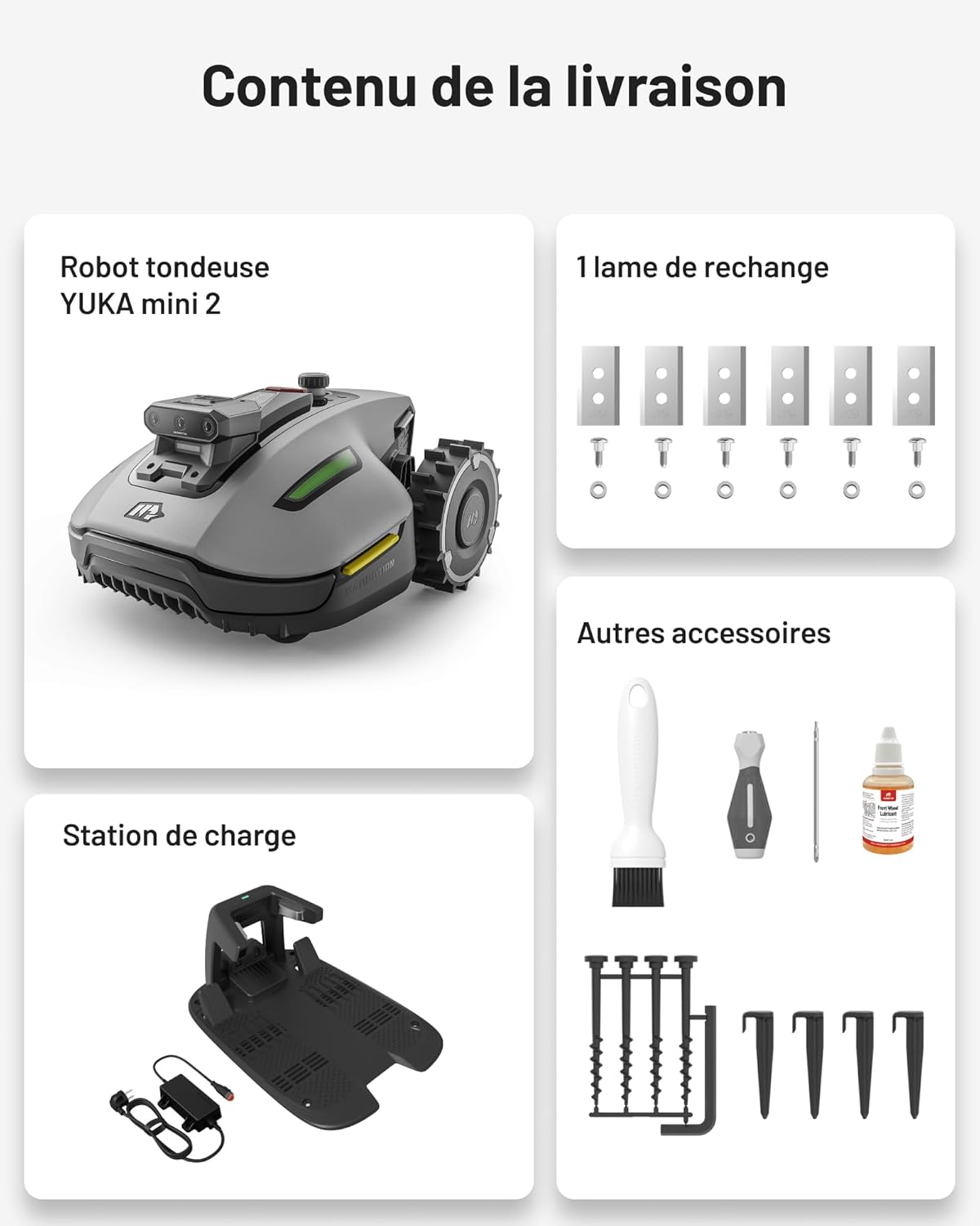 Robot tondeuse YUKA Mini 2 500 m² zéro perte signal IA triple caméra cartographie multi zones
