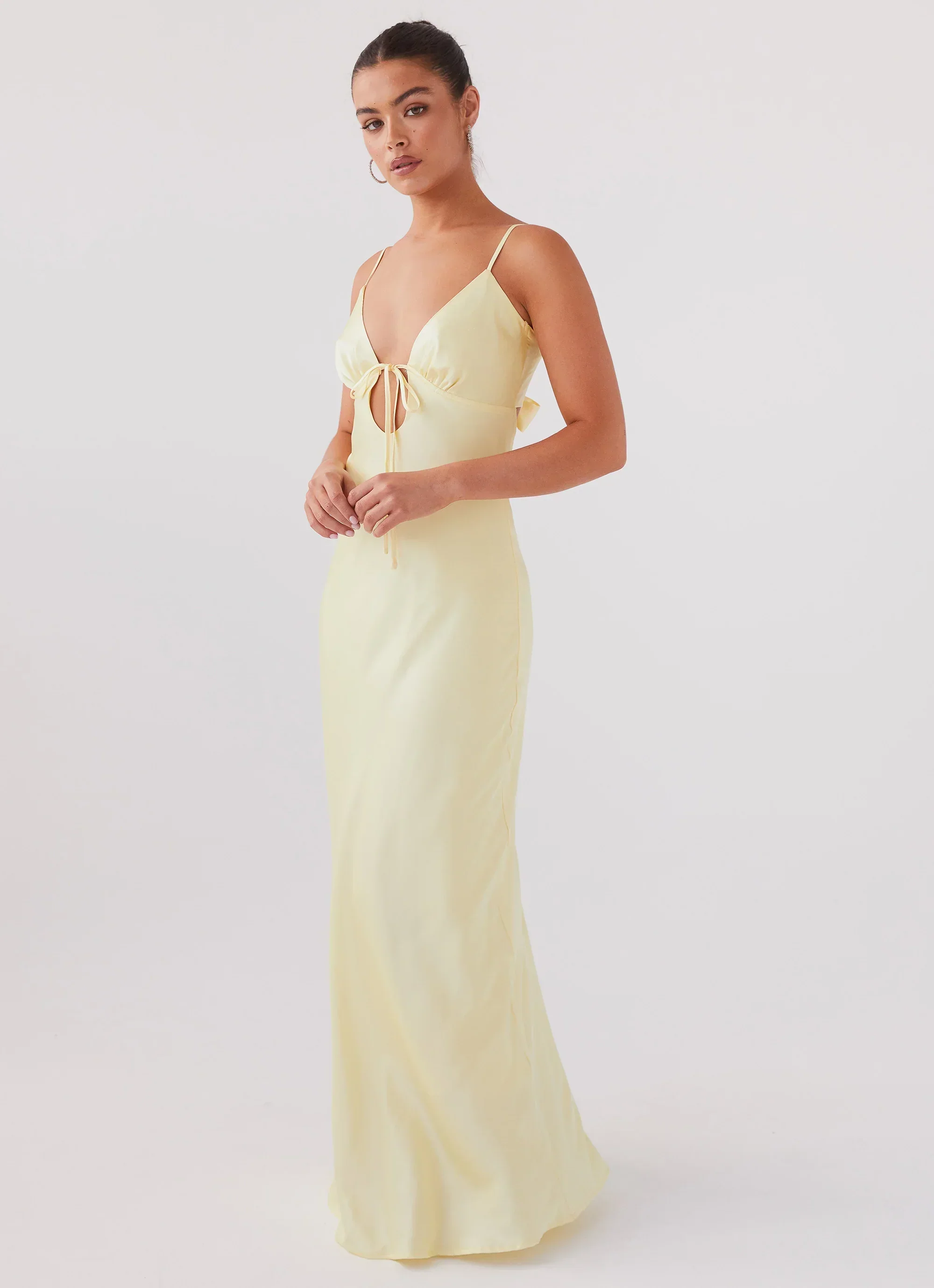 Flora Satin Maxi Dress - Lemon