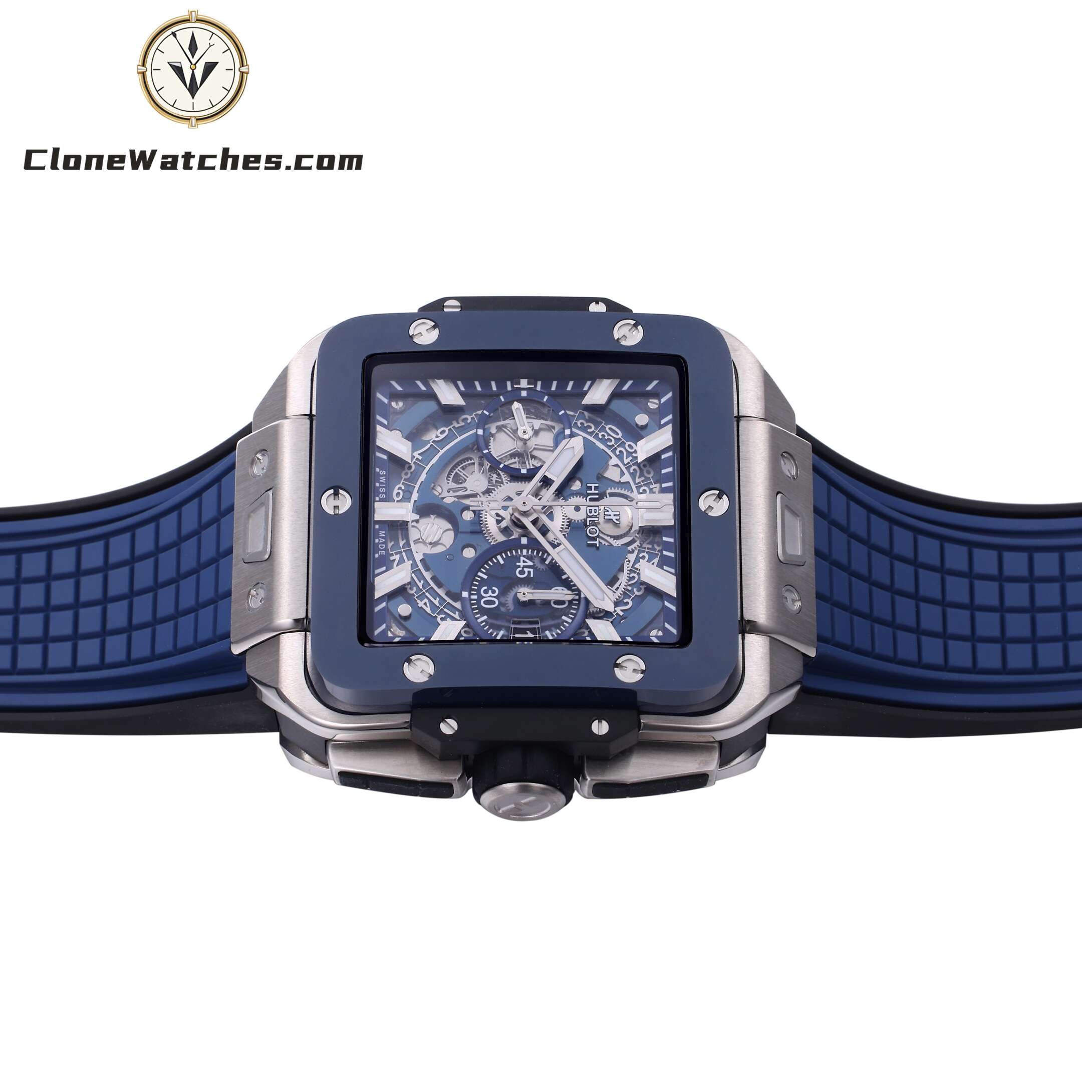 Hublot Super Clone Watches 1:1 Square Bang Unico Titanium Blue Ceramic 42MM 821.NL.5170.RX